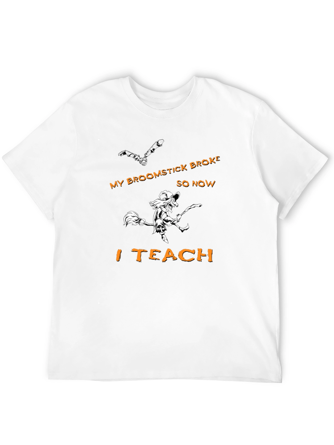 Black Broomstick Teacher T-Shirt - Halloween Witch Tee view 12