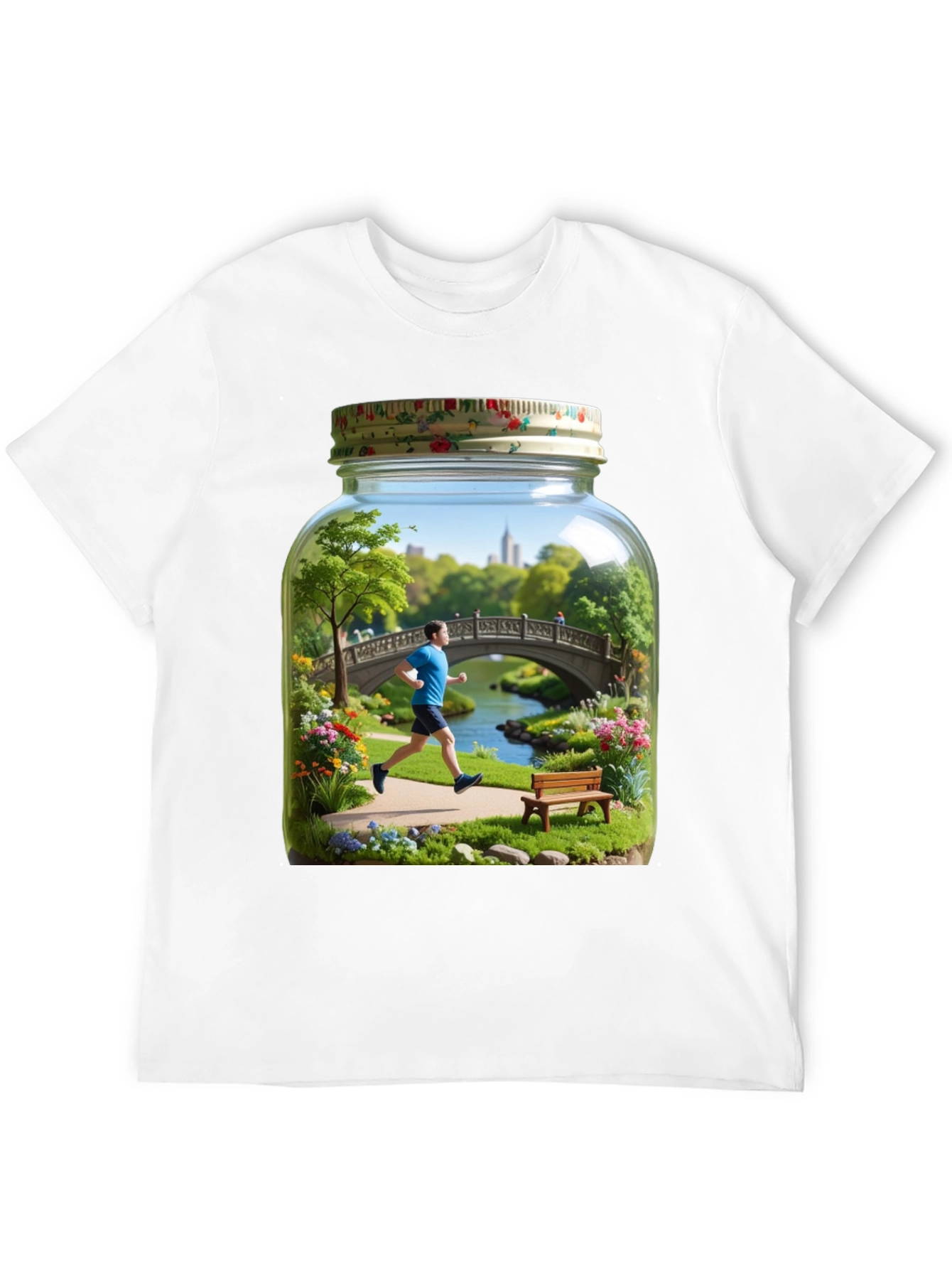 Black Central Park Scene in a Jar Graphic Tee view 12