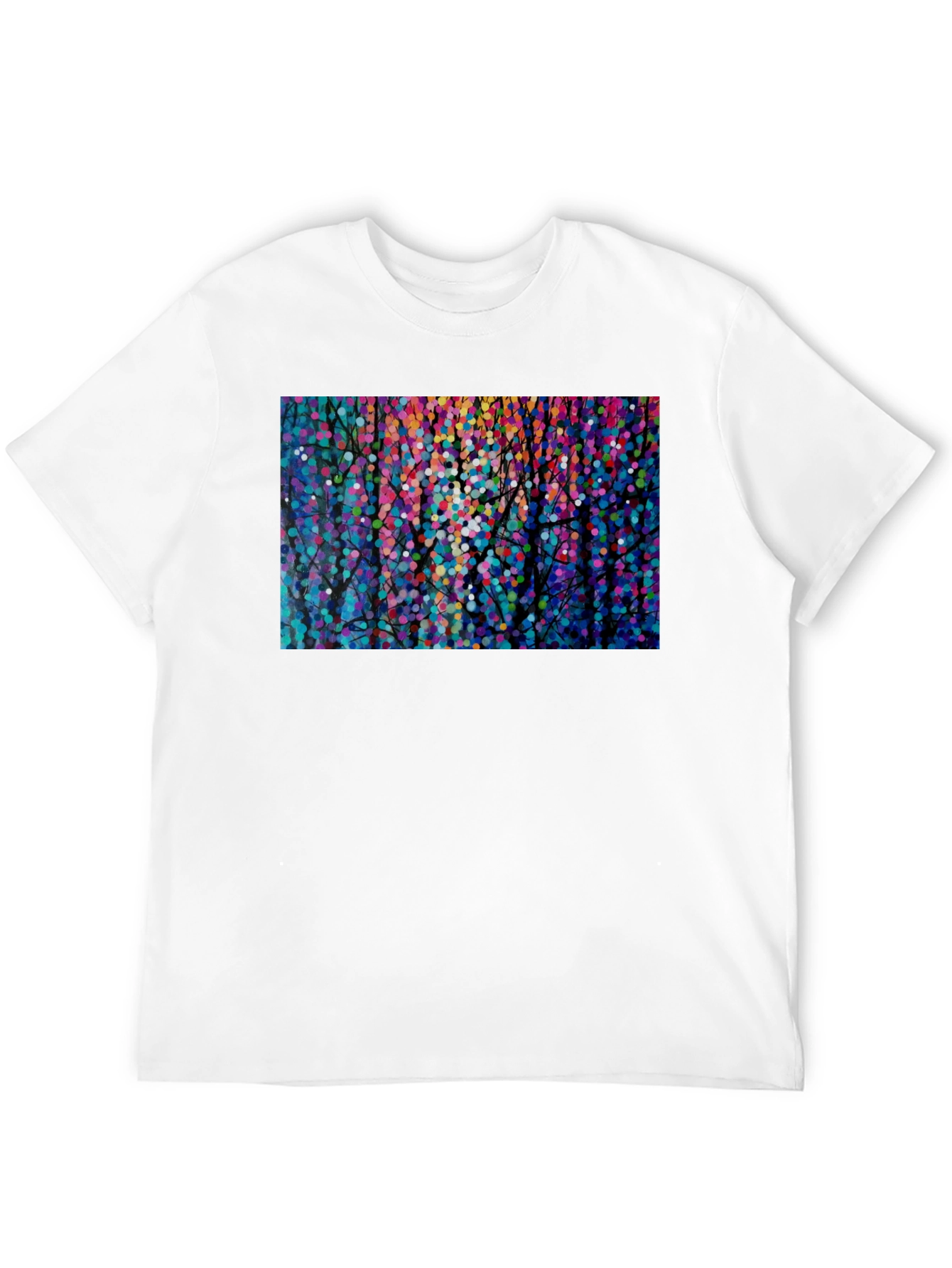 Black Colorful Abstract Forest Graphic Tee - Black view 12