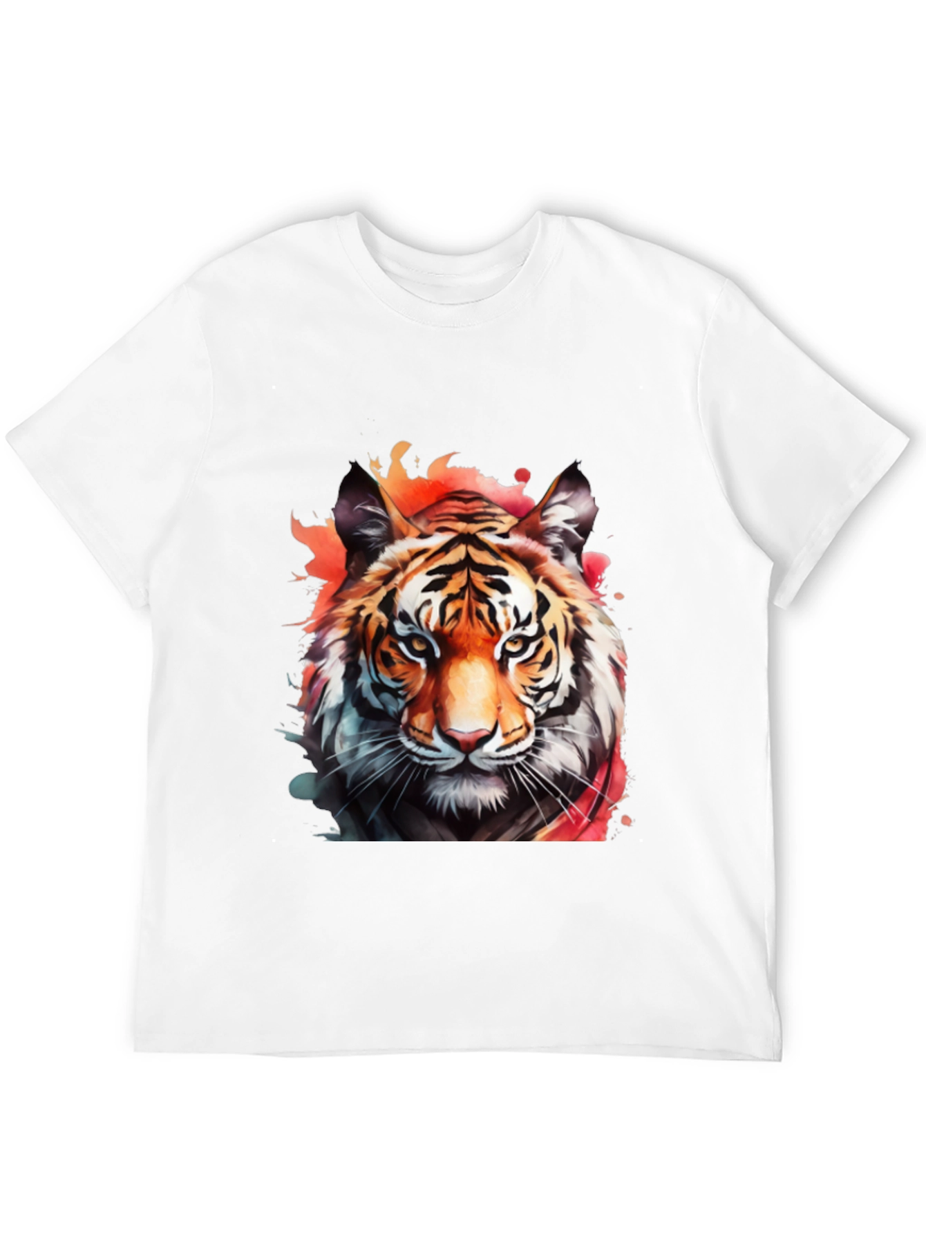 Black Watercolor Tiger Graphic Black T-Shirt view 12