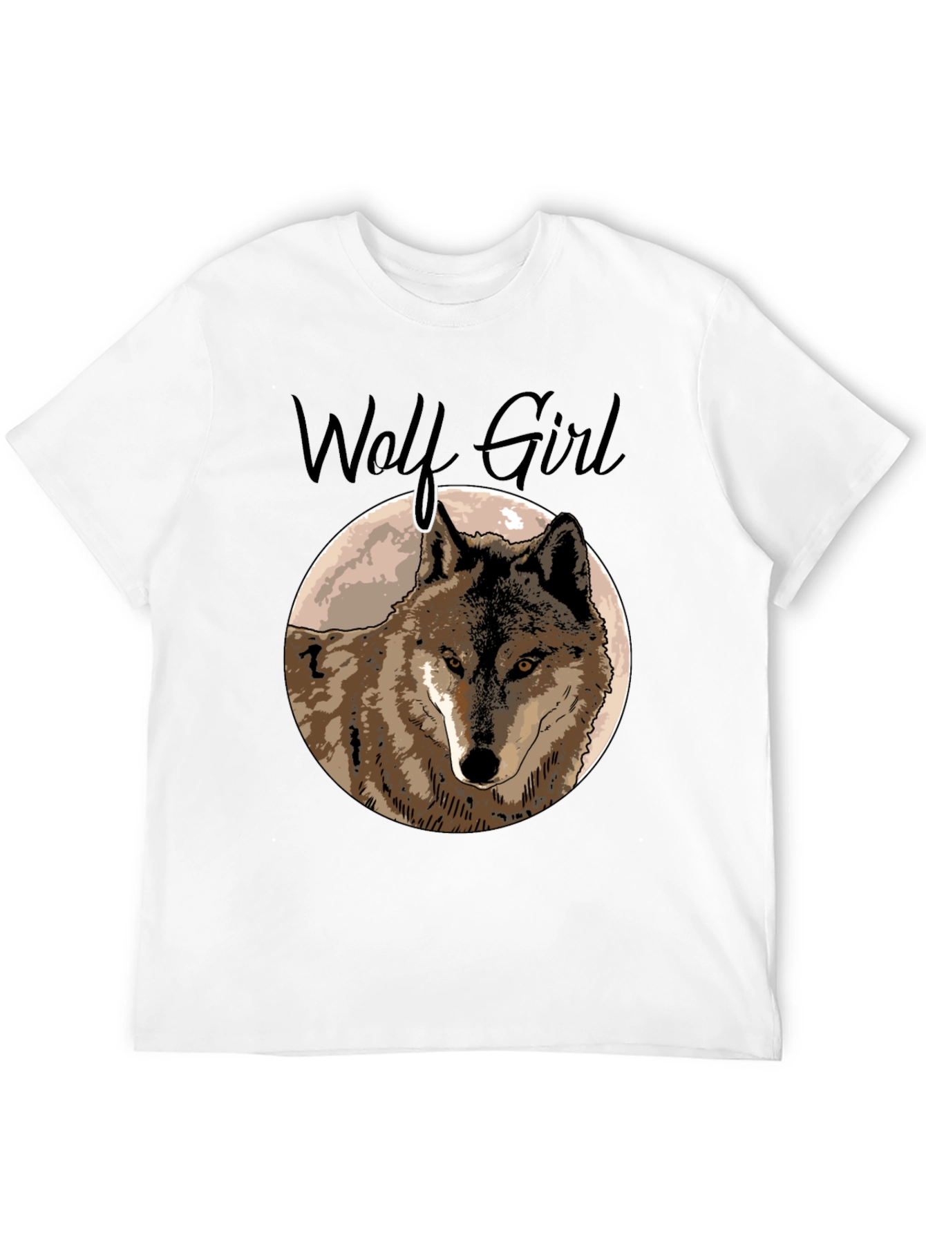 Black Wolf Girl Graphic Tee - Black Cotton T-Shirt view 12
