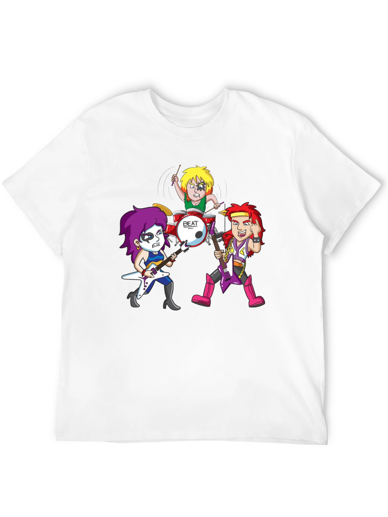 Black Rock Band Cartoon Graphic Black T-Shirt view 12