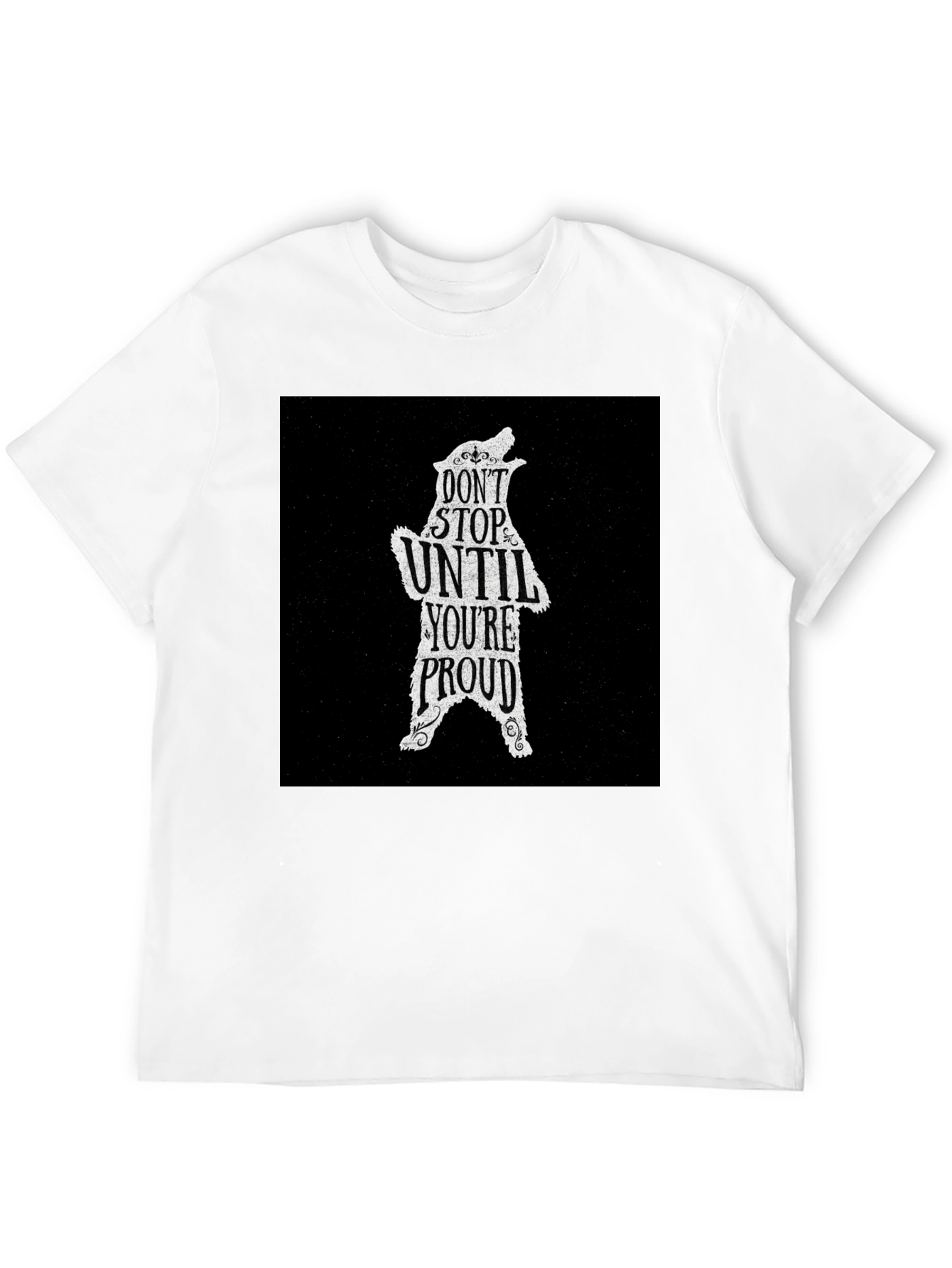 Black Motivational Bear Graphic T-Shirt - Don't Stop Until Proud view 12