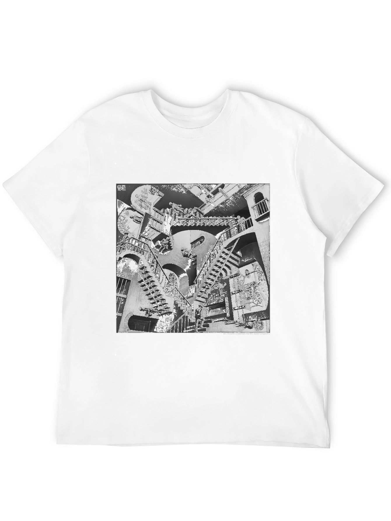 Black Escher Stairs Black Graphic Tee view 12