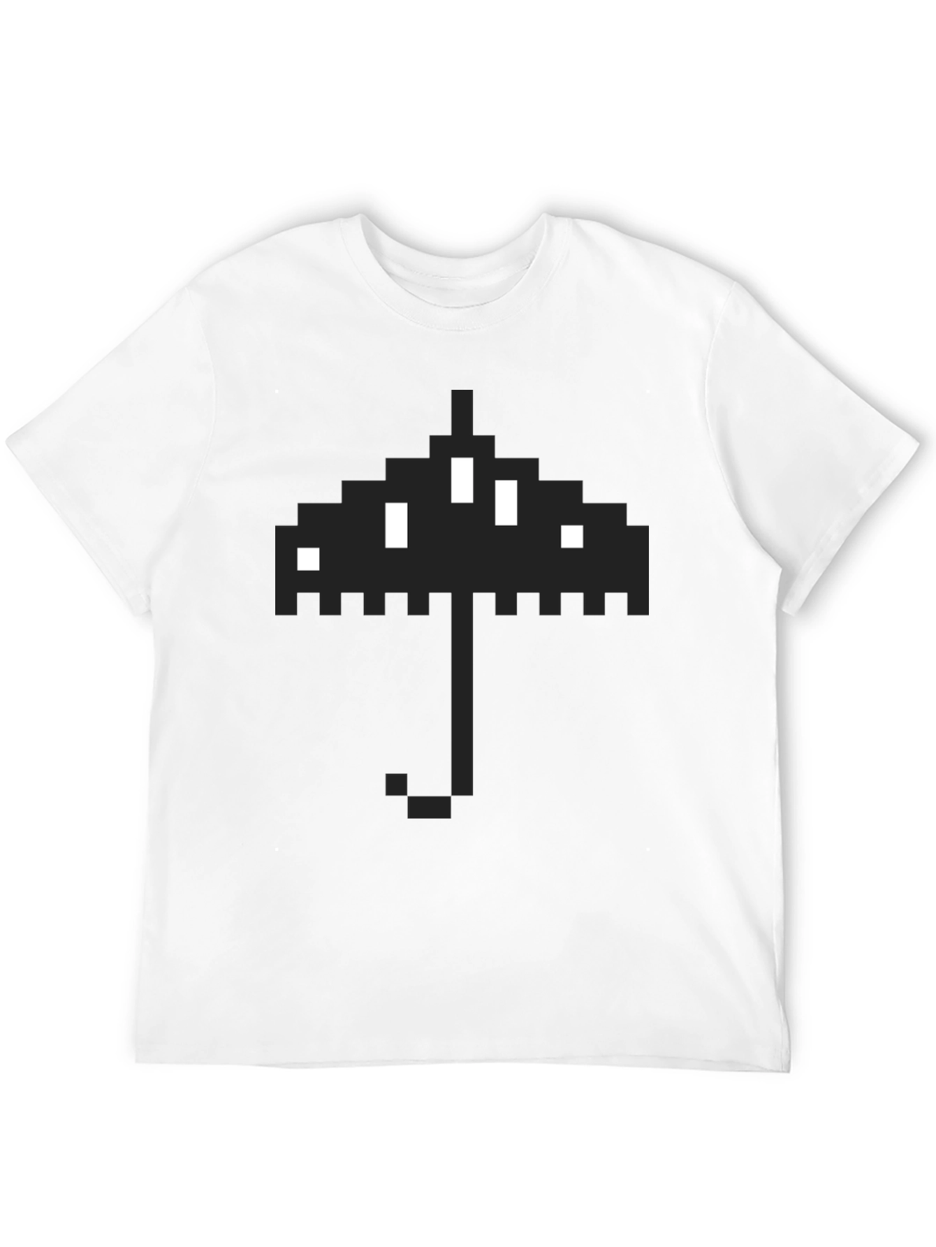 Black Pixel Umbrella Graphic T-Shirt - Black Cotton Tee view 12