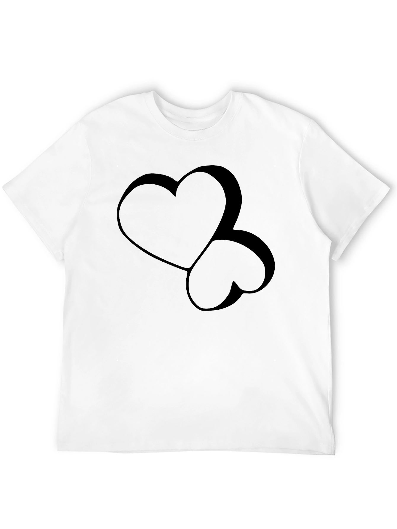 Black Stylish Black Heart Graphic Tee - Modern Casual Wear view 12