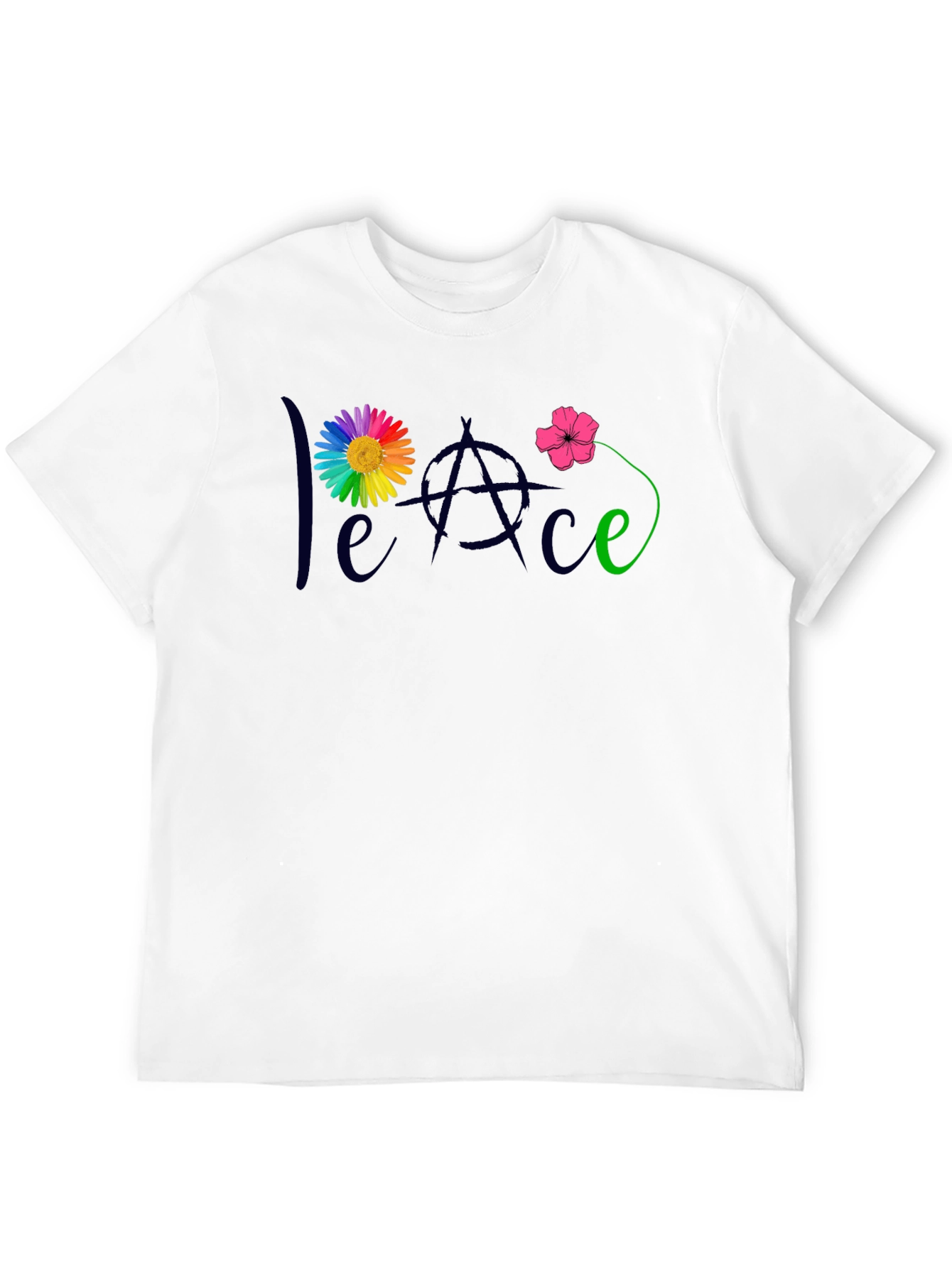 Black Peace Flower T-Shirt - Men's Black Tee view 12