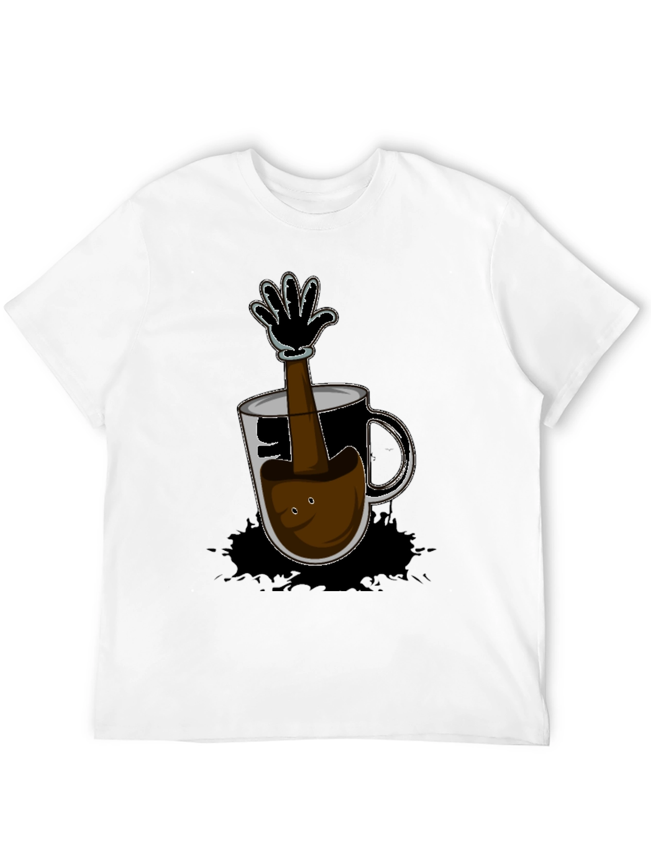 Black Cartoon Coffee Hand T-Shirt - Unique Graphic Tee view 12