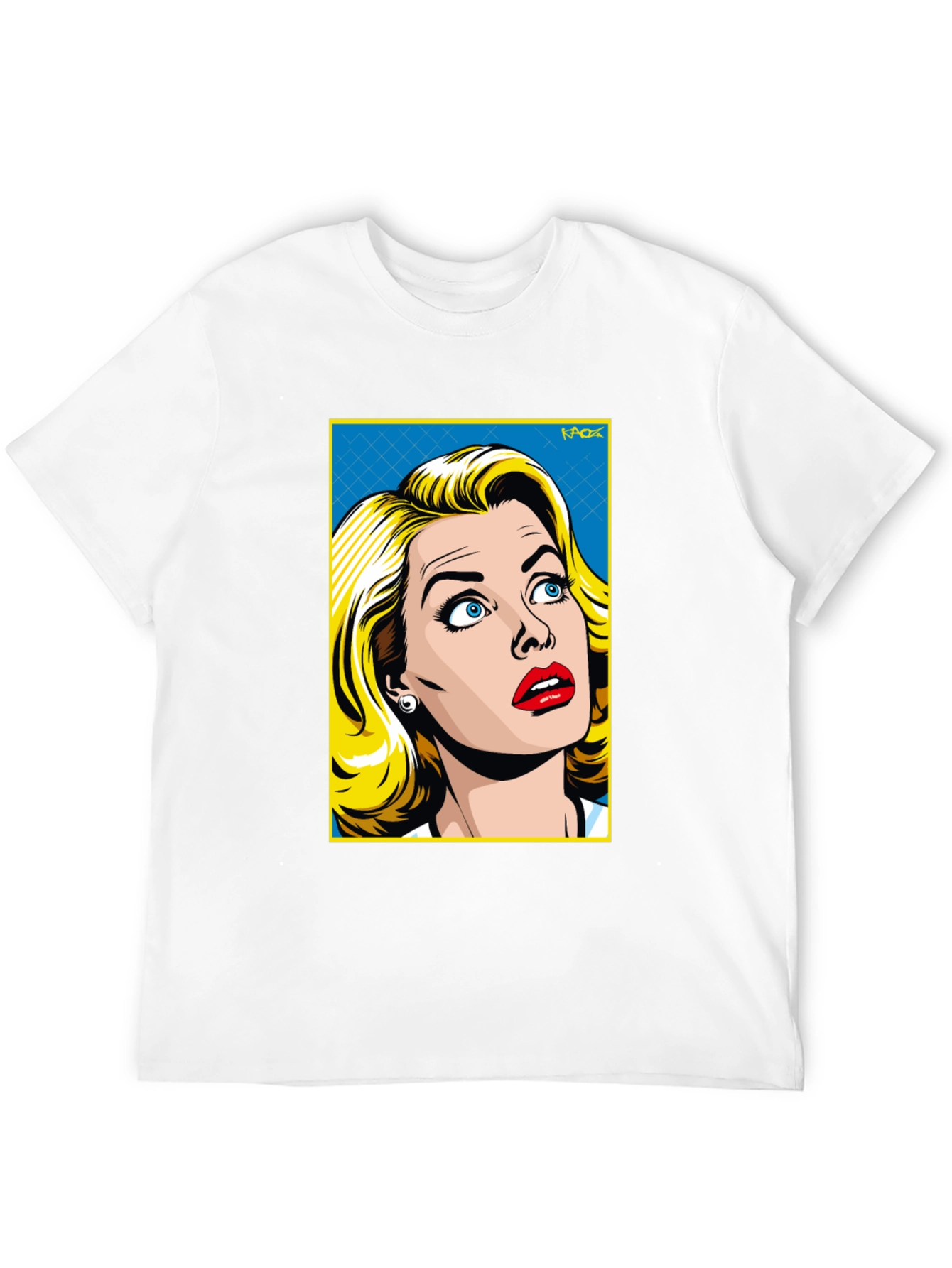 Black Retro Pop Art Woman T-Shirt - Black Cotton Tee view 12