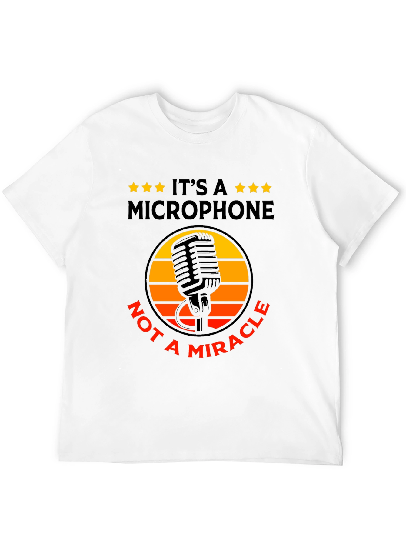 Black Retro Microphone Graphic Tee -  "It's a Microphone, Not a Miracle" view 12