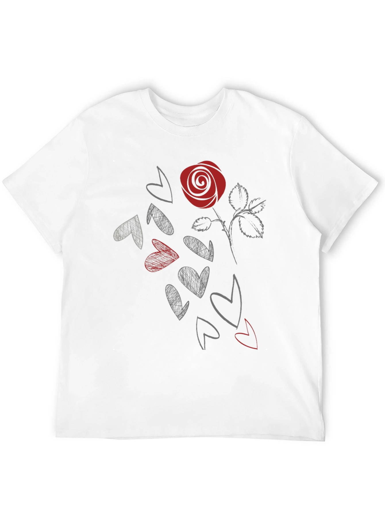Black Rose & Hearts Graphic Tee - Stylish Black T-Shirt view 12