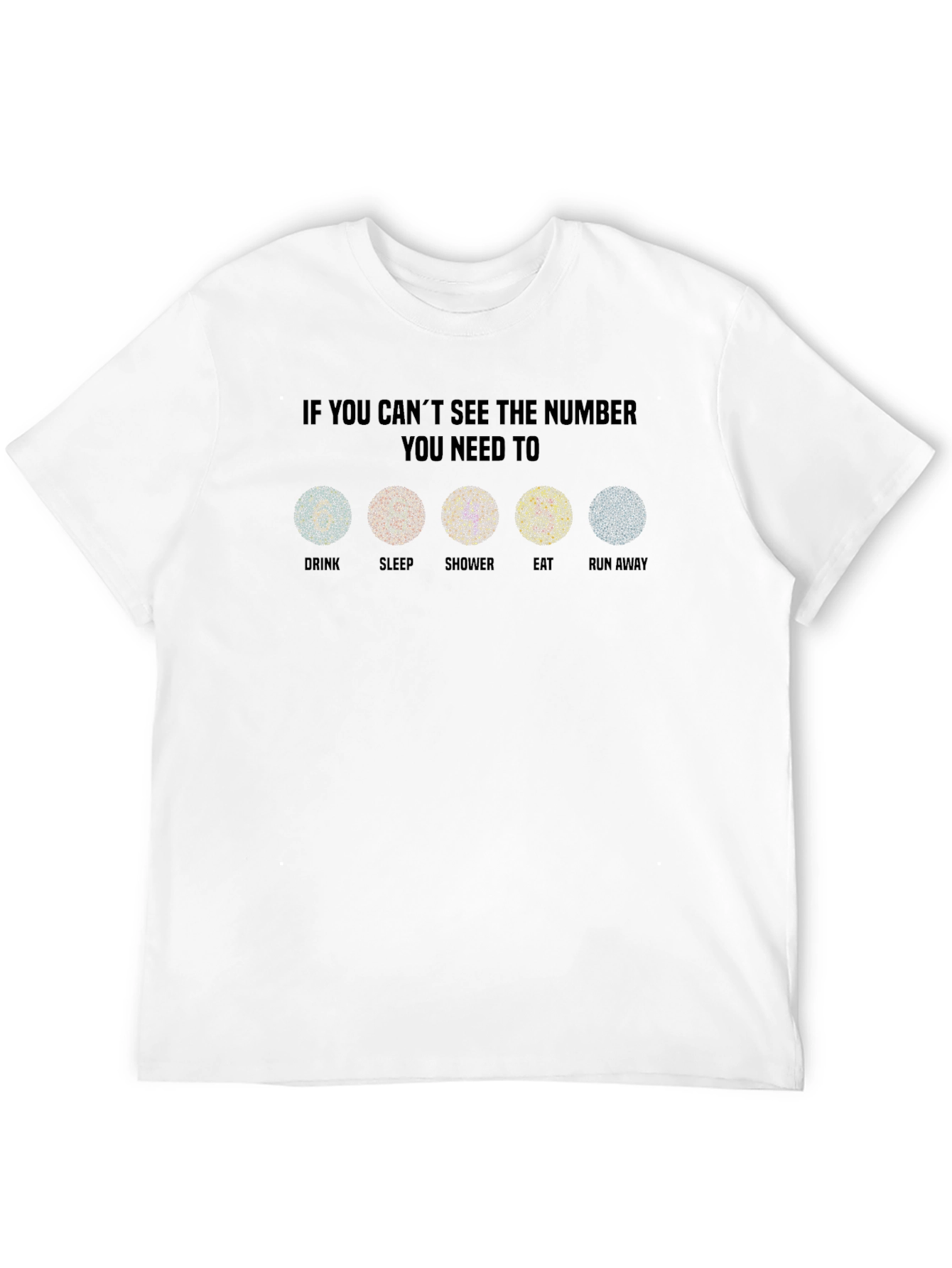Black Color Blindness Test Humor T-Shirt view 12