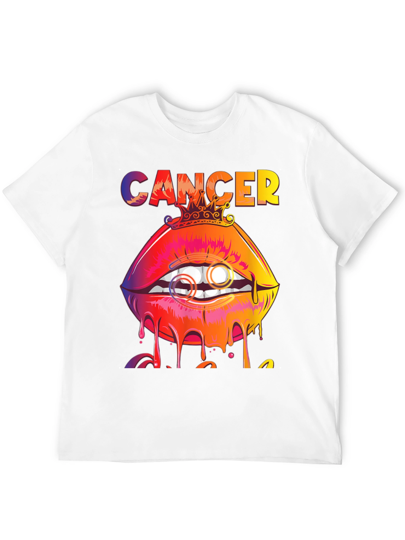 Black Cancer Zodiac Lips Graphic T-Shirt view 12