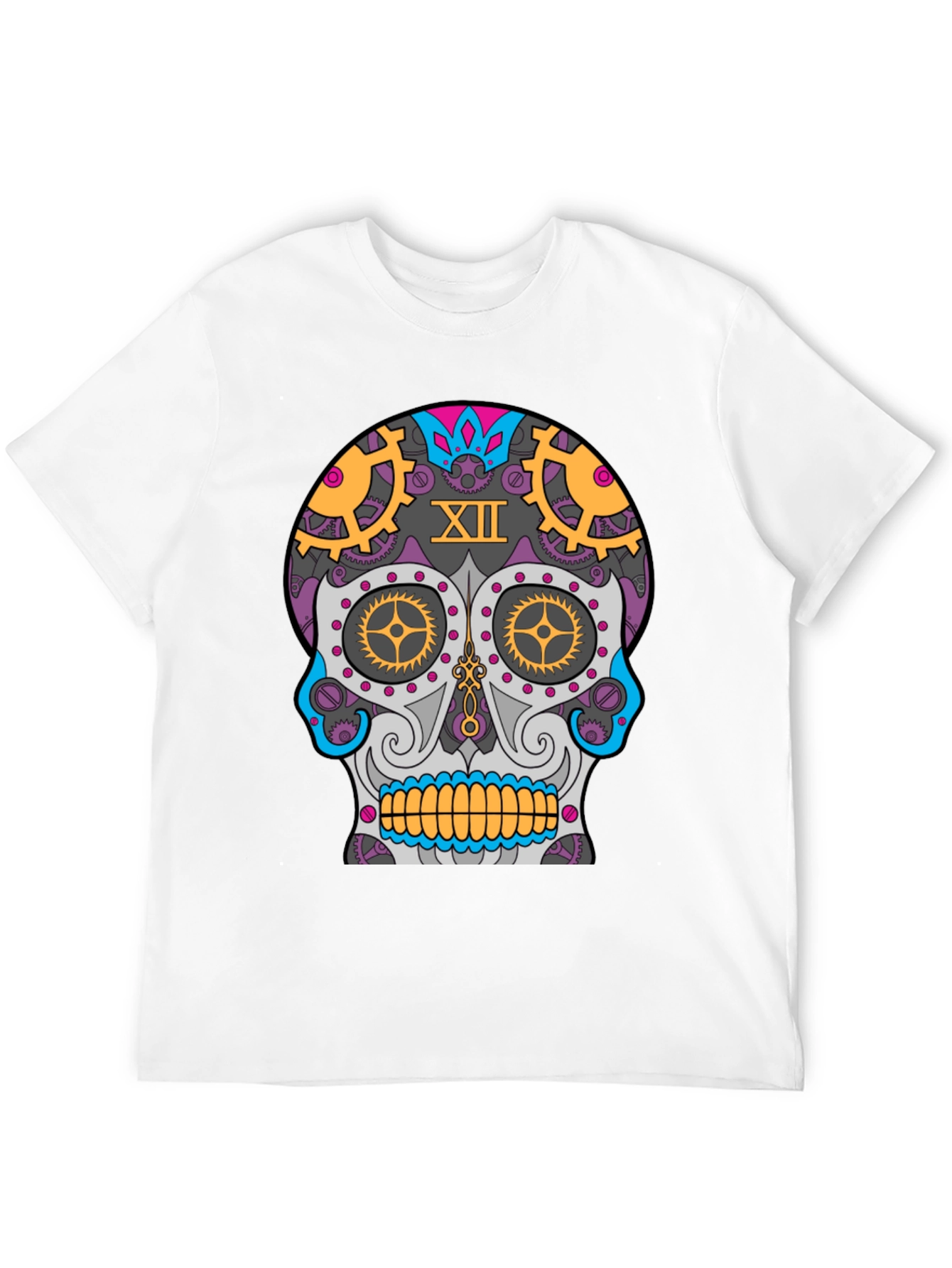 Black Steampunk Sugar Skull T-Shirt - Unique Day of the Dead Design view 12