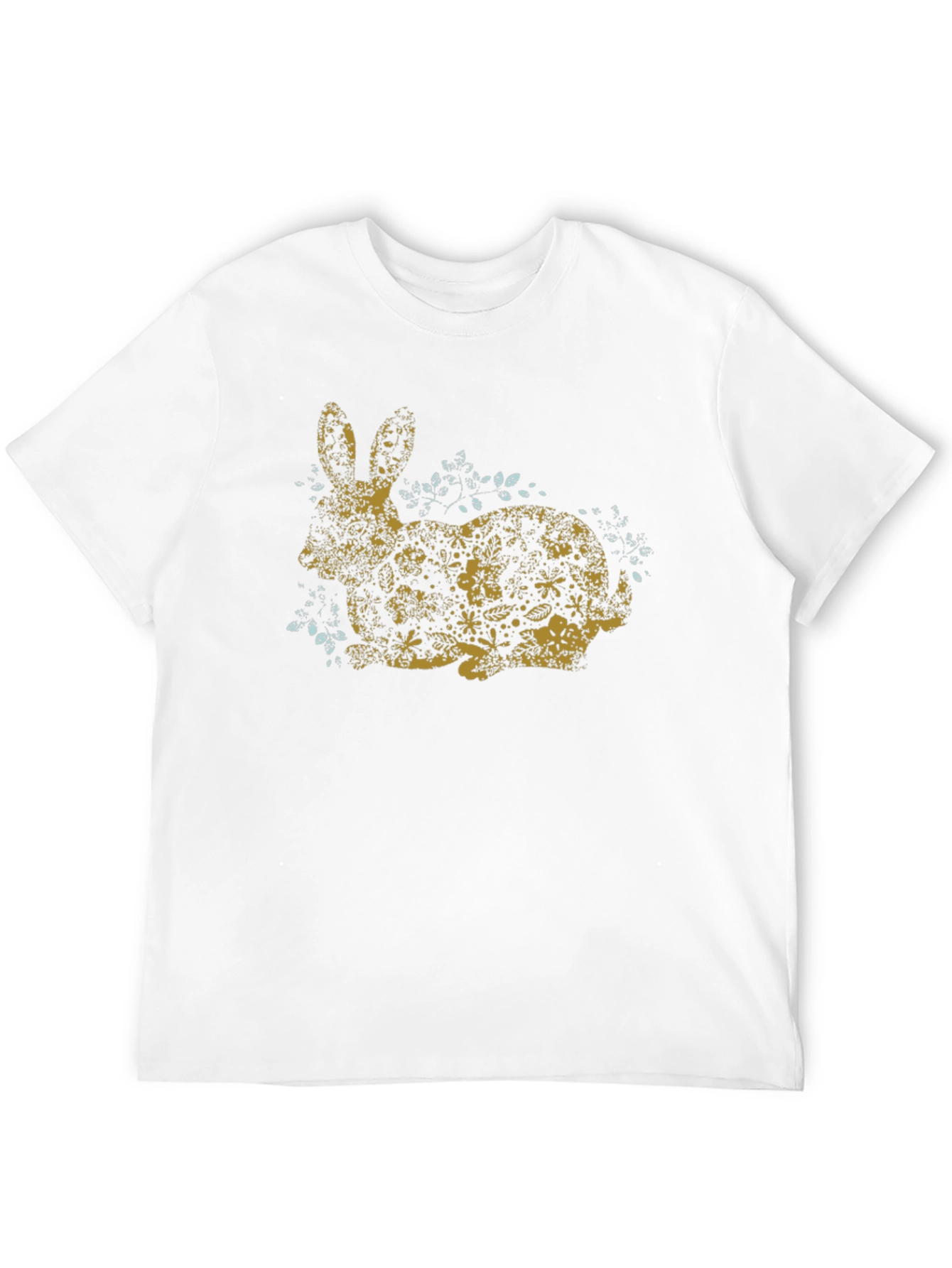 Black Floral Bunny Graphic Tee - Black Cotton Casual Shirt view 12