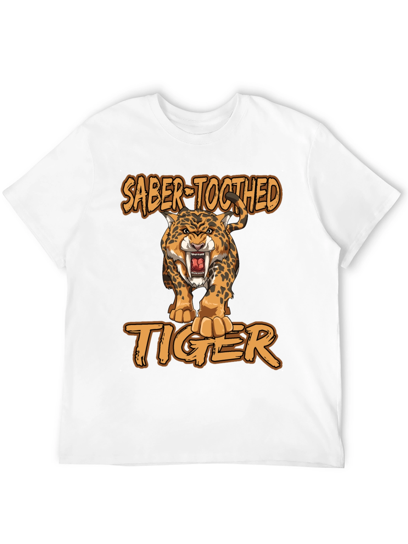 Black Saber-Toothed Tiger Graphic Print T-Shirt view 12