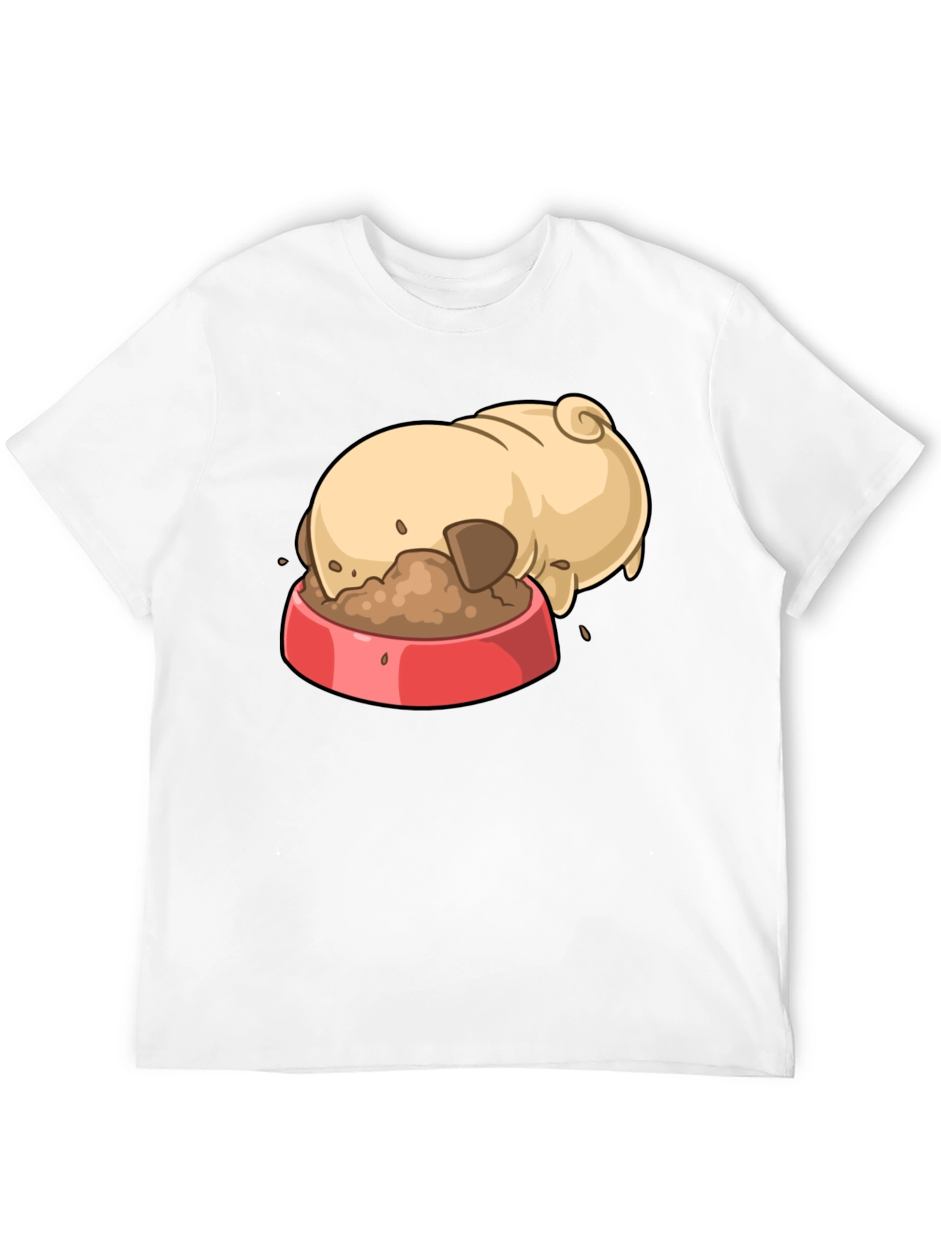 Black Pug Eating Cartoon Graphic T-Shirt view 12