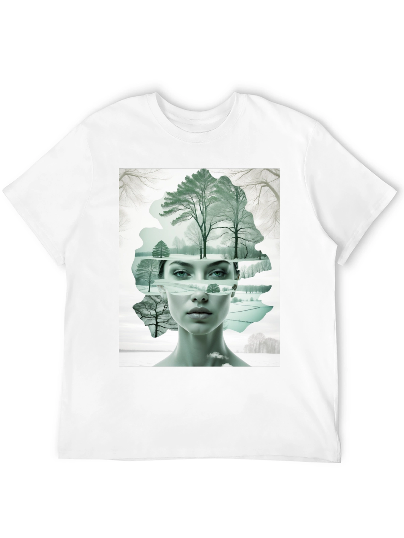 Black Abstract Woman & Winter Scene Graphic Tee view 12