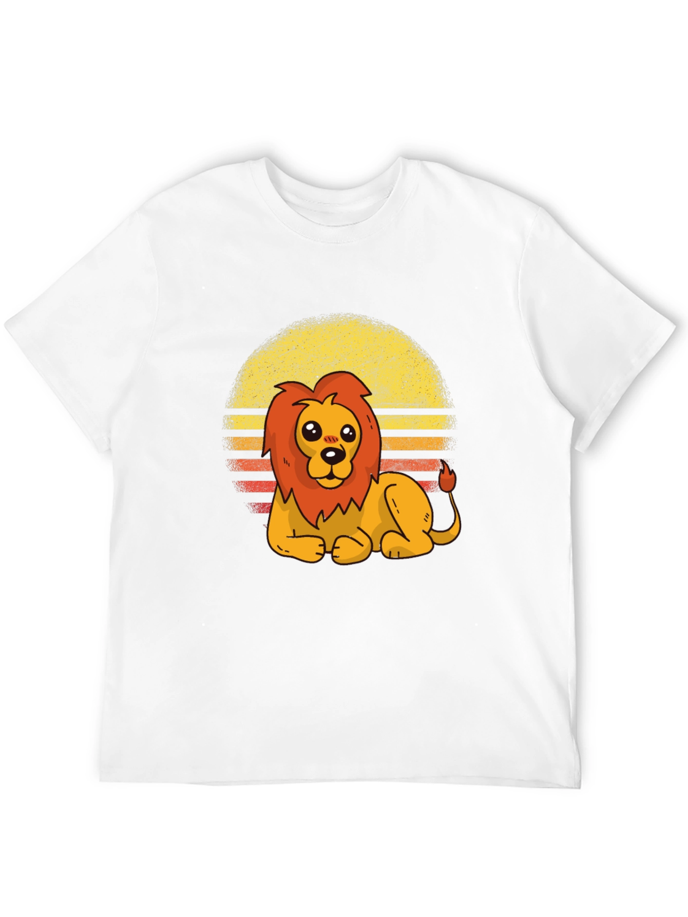Black Cute Lion Retro Sunset Graphic Tee view 12