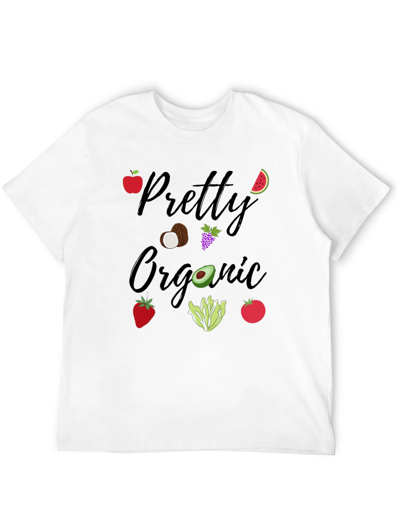 Black Pretty Organic Black T-Shirt Fruit & Vegetable Graphic view 12