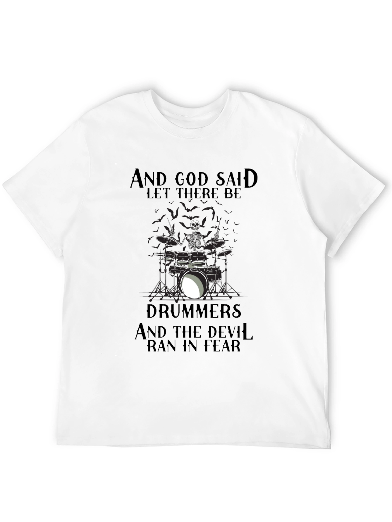 Black Drummers Skeleton Graphic Black T-Shirt view 12