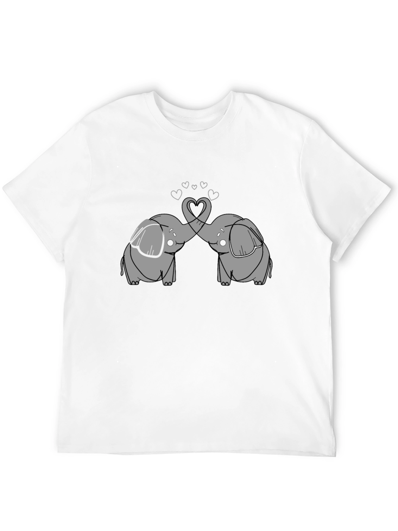 Black Elephant Love T-Shirt - Cute Cartoon Design view 12