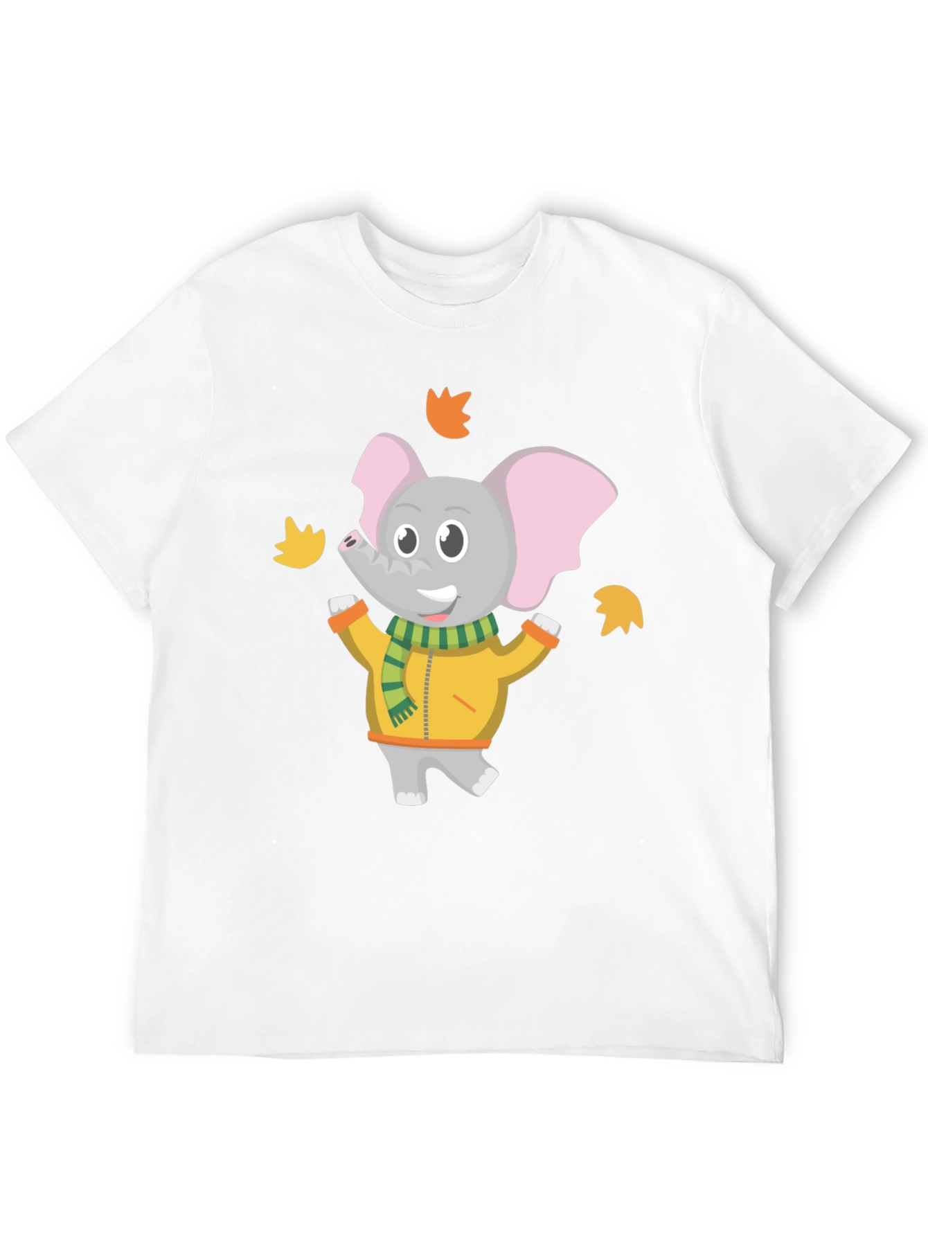 Black Cute Elephant Fall Leaves Graphic T-Shirt view 12