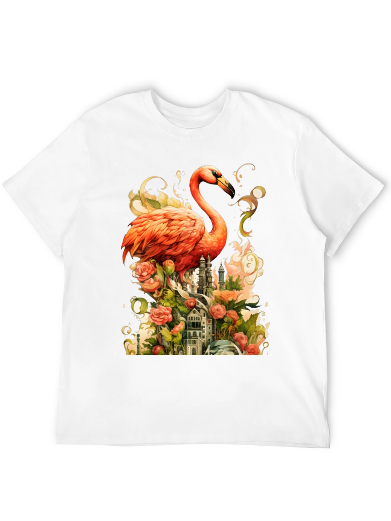 Black Flamingo Castle Graphic Tee view 12