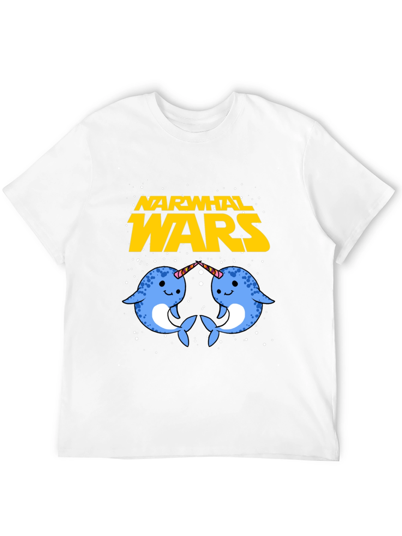 Black Narwhal Wars Graphic Tee - Funny Novelty T-Shirt view 12