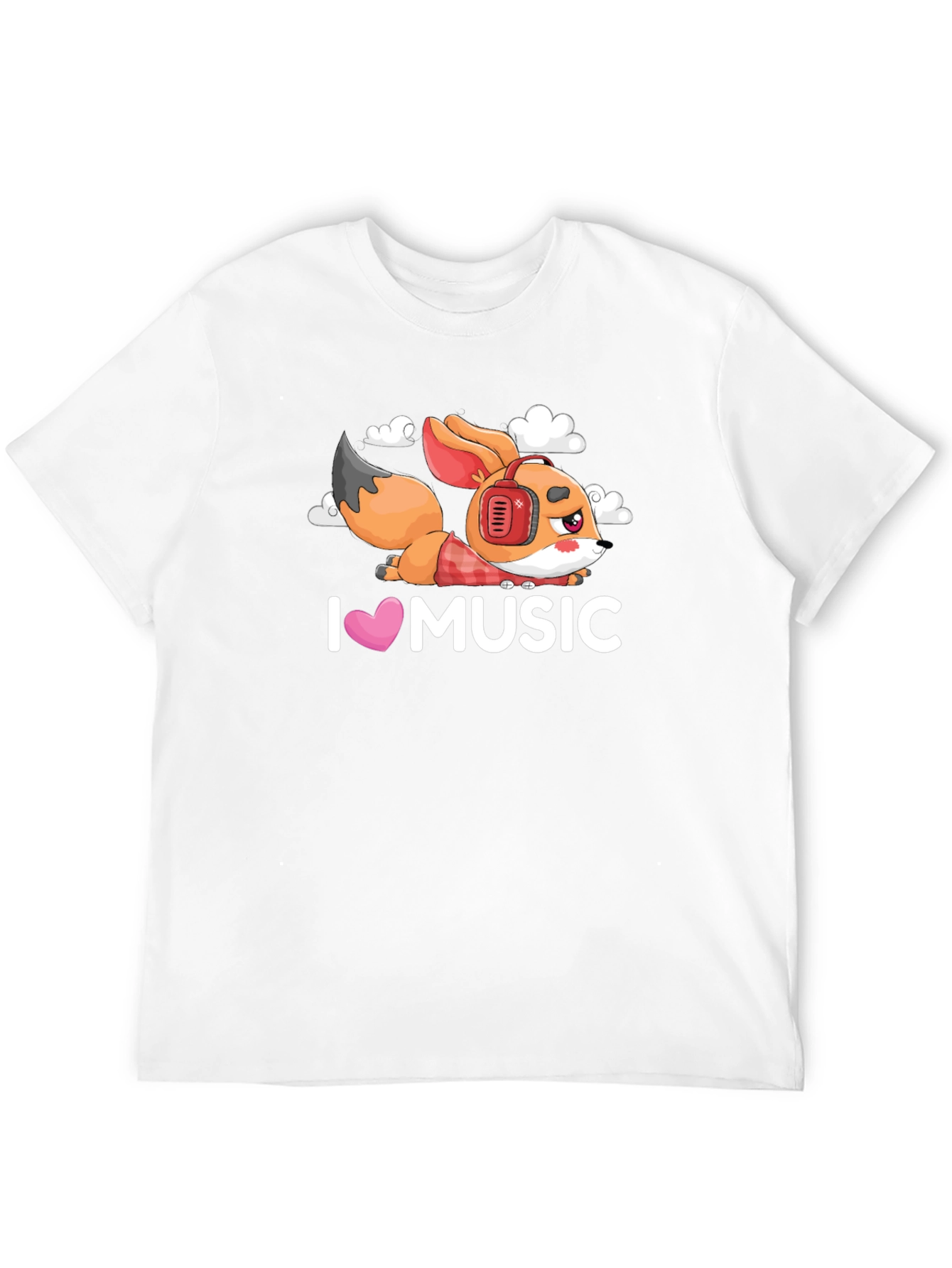 Black I Love Music Fox Black T-Shirt view 12