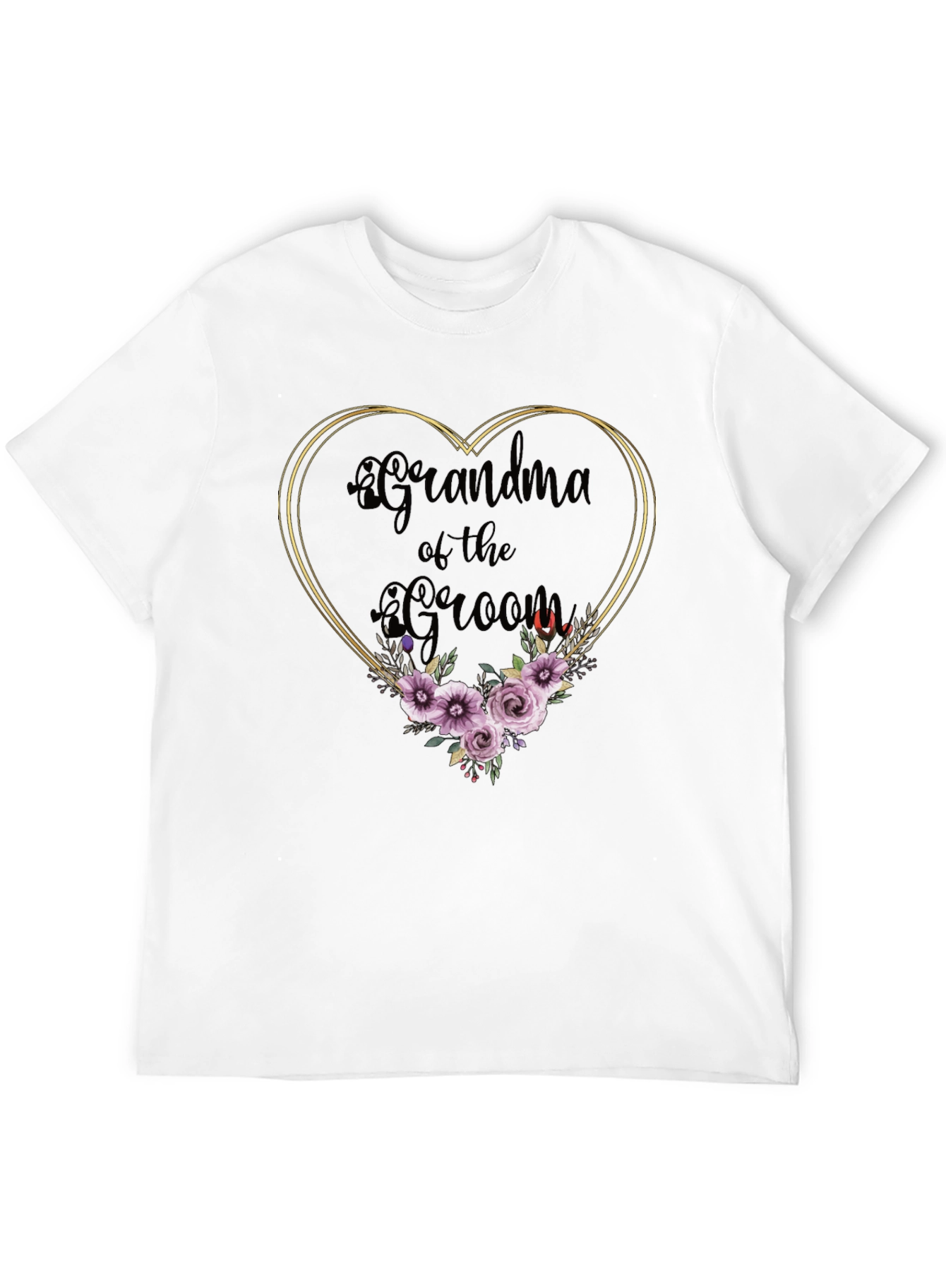 Black Grandma of the Groom Floral Heart Tee view 12