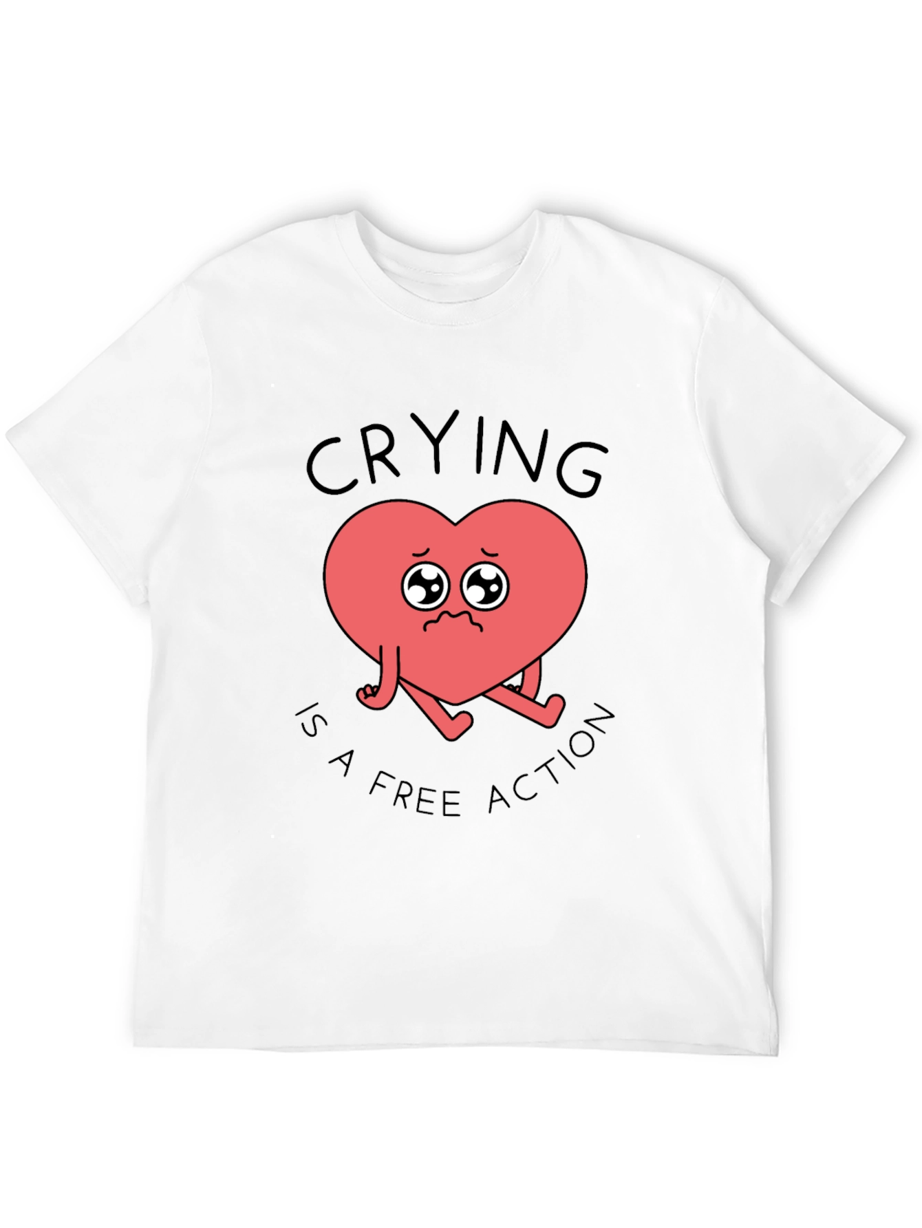 Black Crying Heart T-Shirt - Free Action Comfort Tee view 12