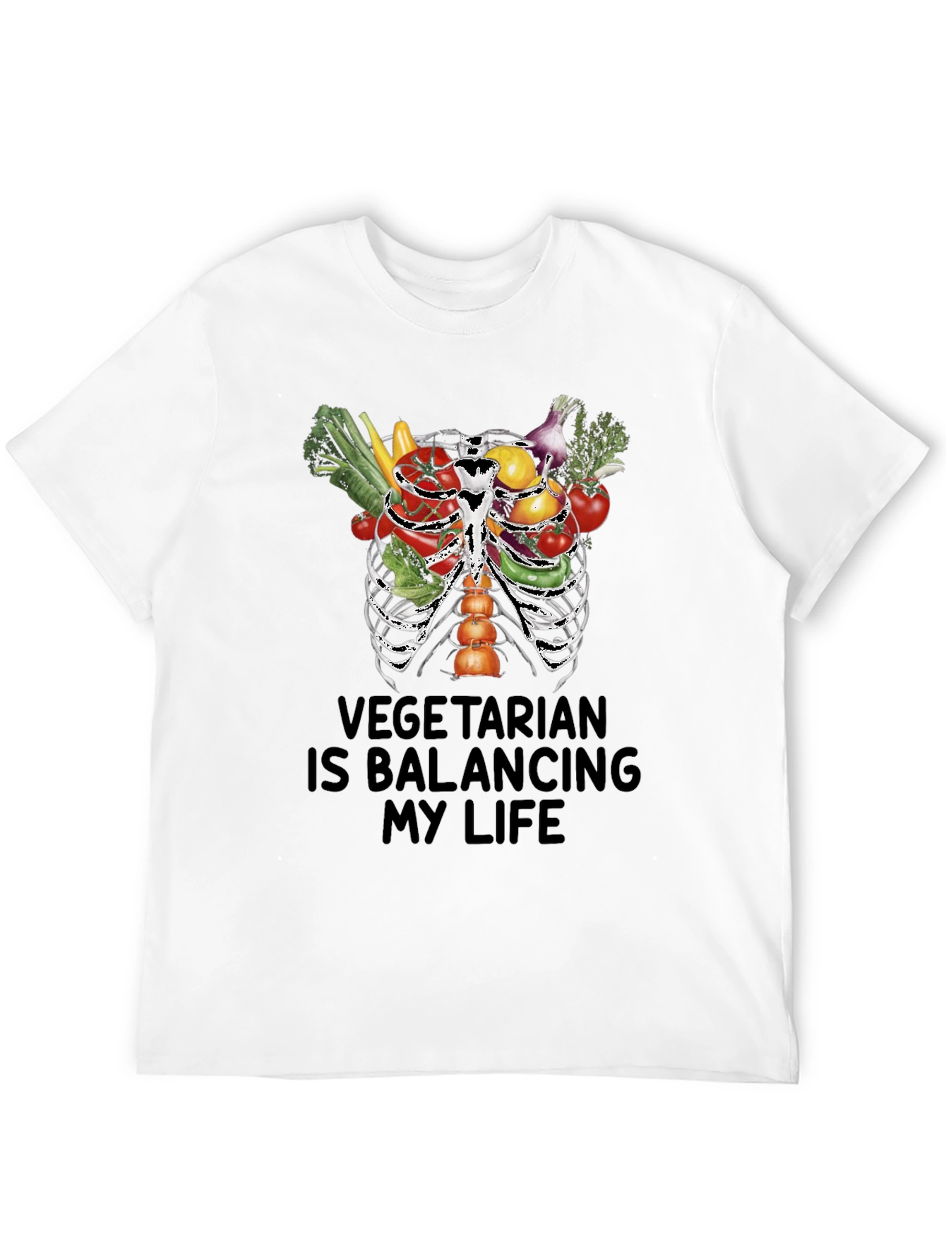 Black Vegetarian Balancing Life Graphic Tee view 12