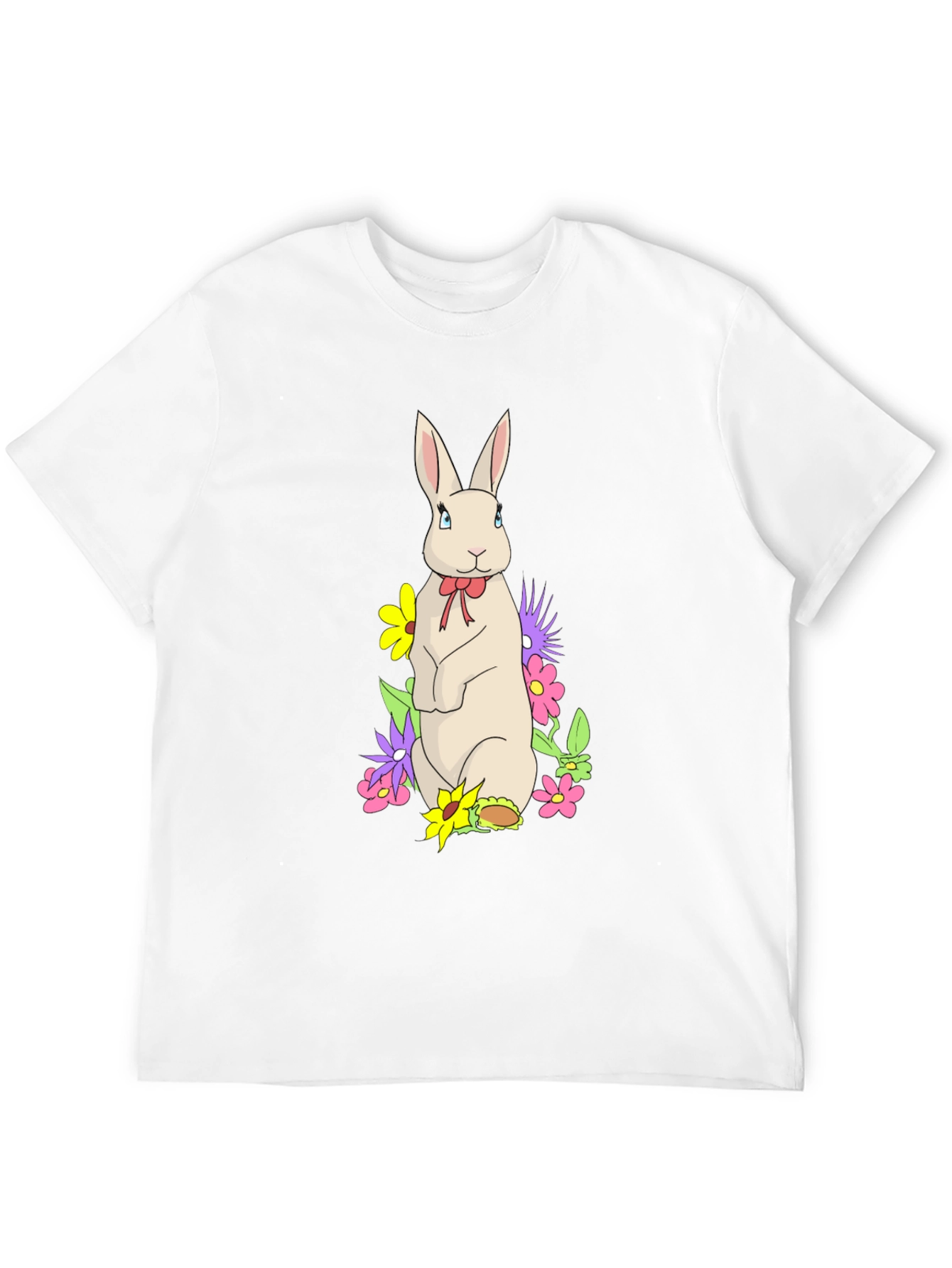 Black Rabbit & Flowers Black T-Shirt view 12