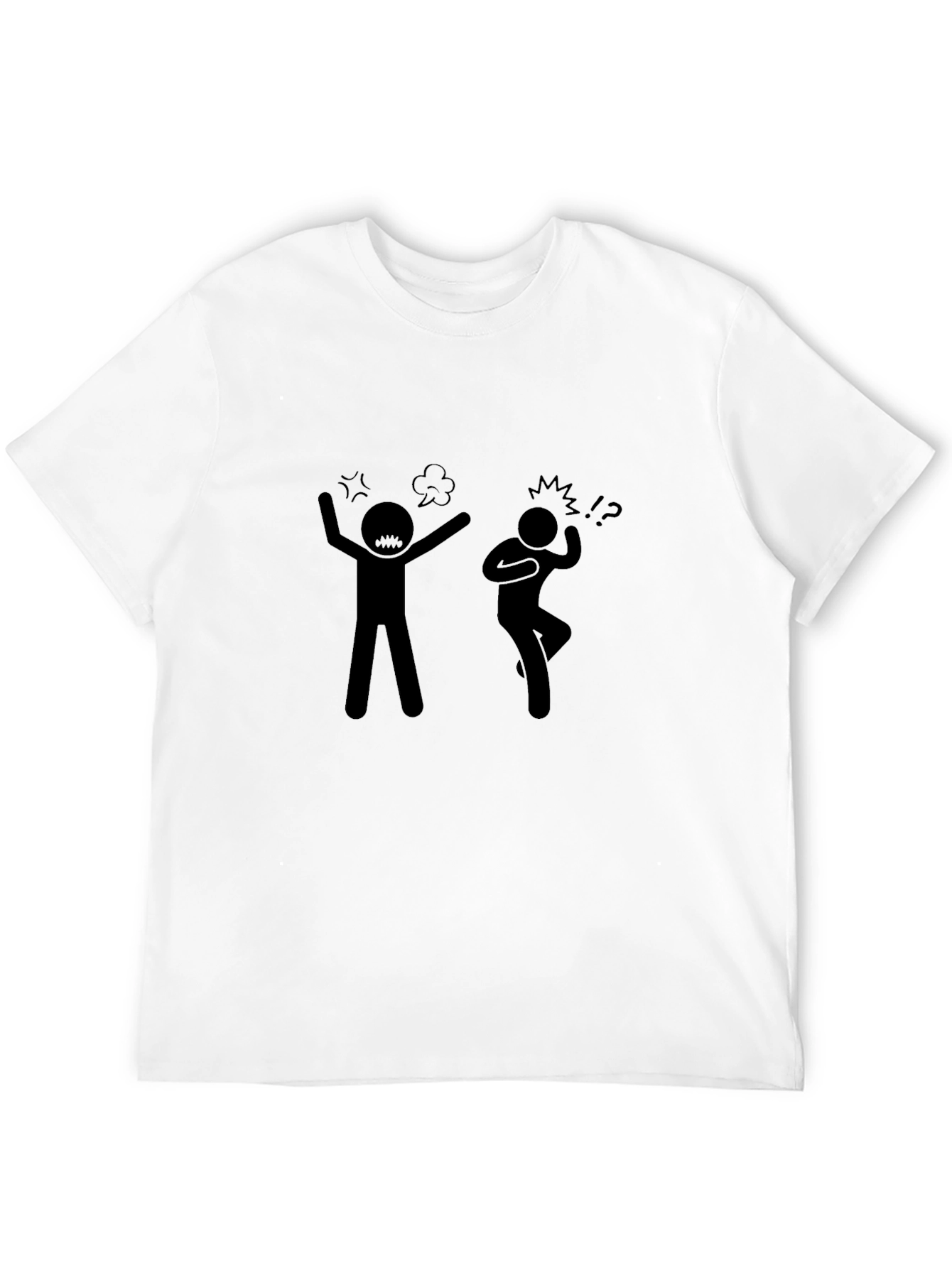 Black Funny Stick Figure Fight T-Shirt view 12
