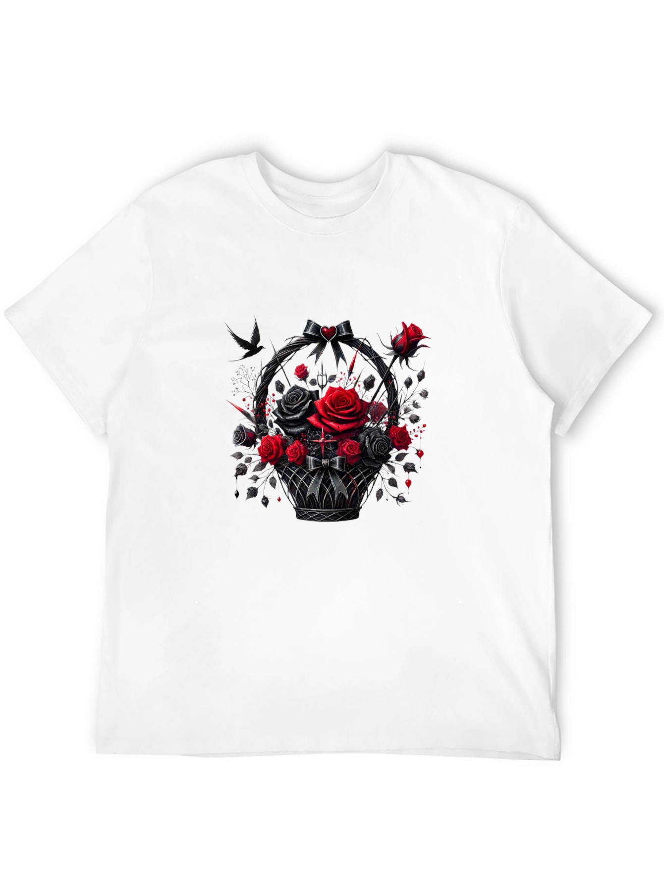 Gothic Roses T-Shirt - Dark Floral Basket Design - 12