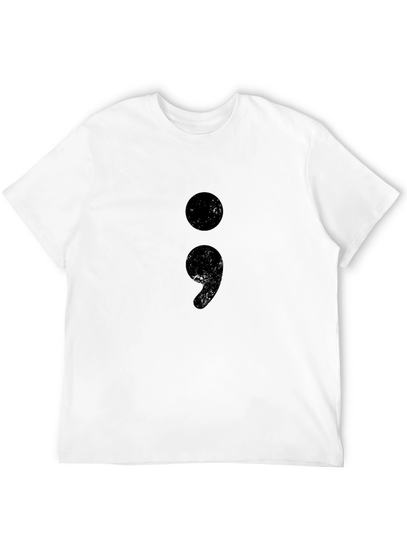 Black Semicolon Graphic Tee - Black Cotton Crew Neck view 12