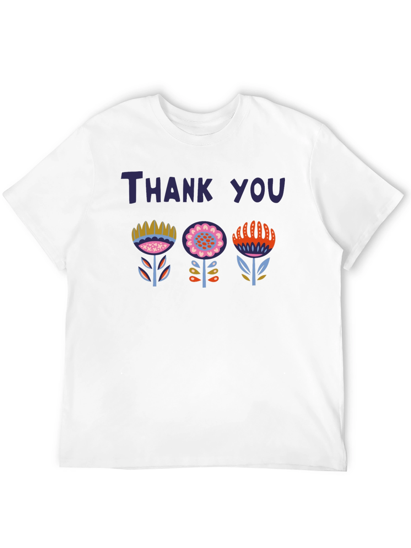 Black Thank You Floral Graphic Tee - Unisex Soft Cotton Blend T-Shirt view 12