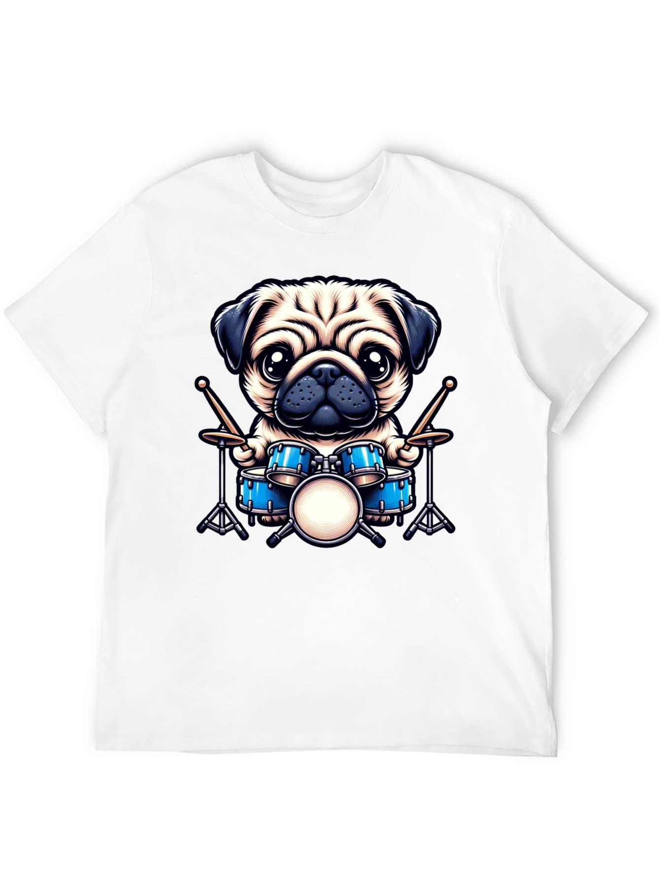 Black Pug Drummer Graphic Tee view 12