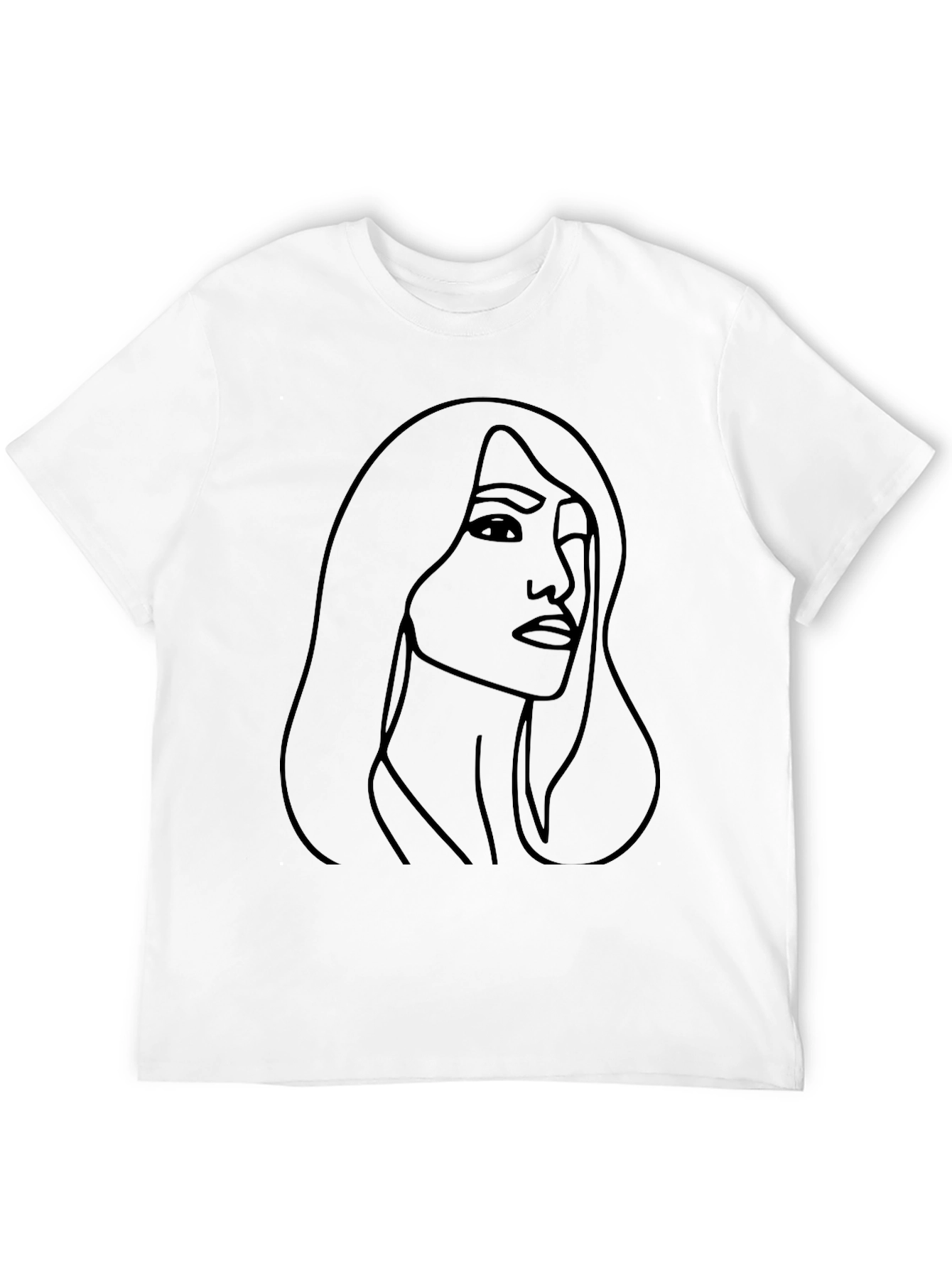 Black Minimalist Woman Line Art T-Shirt view 12