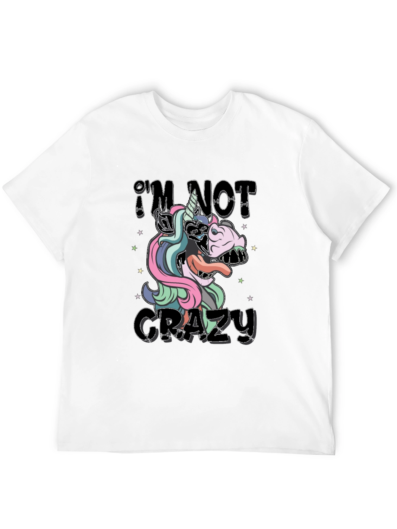 Black I'm Not Crazy Unicorn Graphic Tee - Unisex view 12