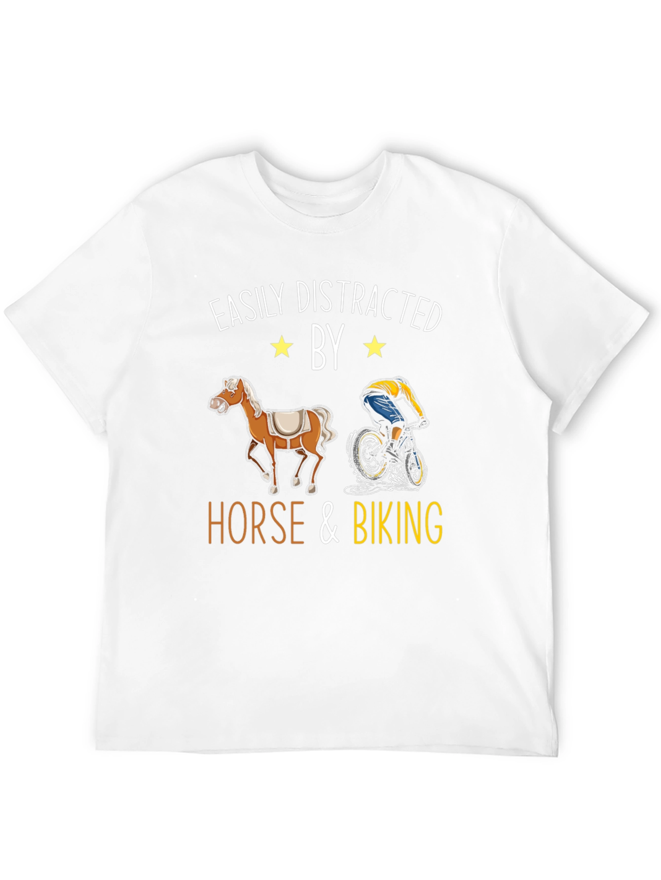 Black Easily Distracted by Horse & Biking T-Shirt view 12