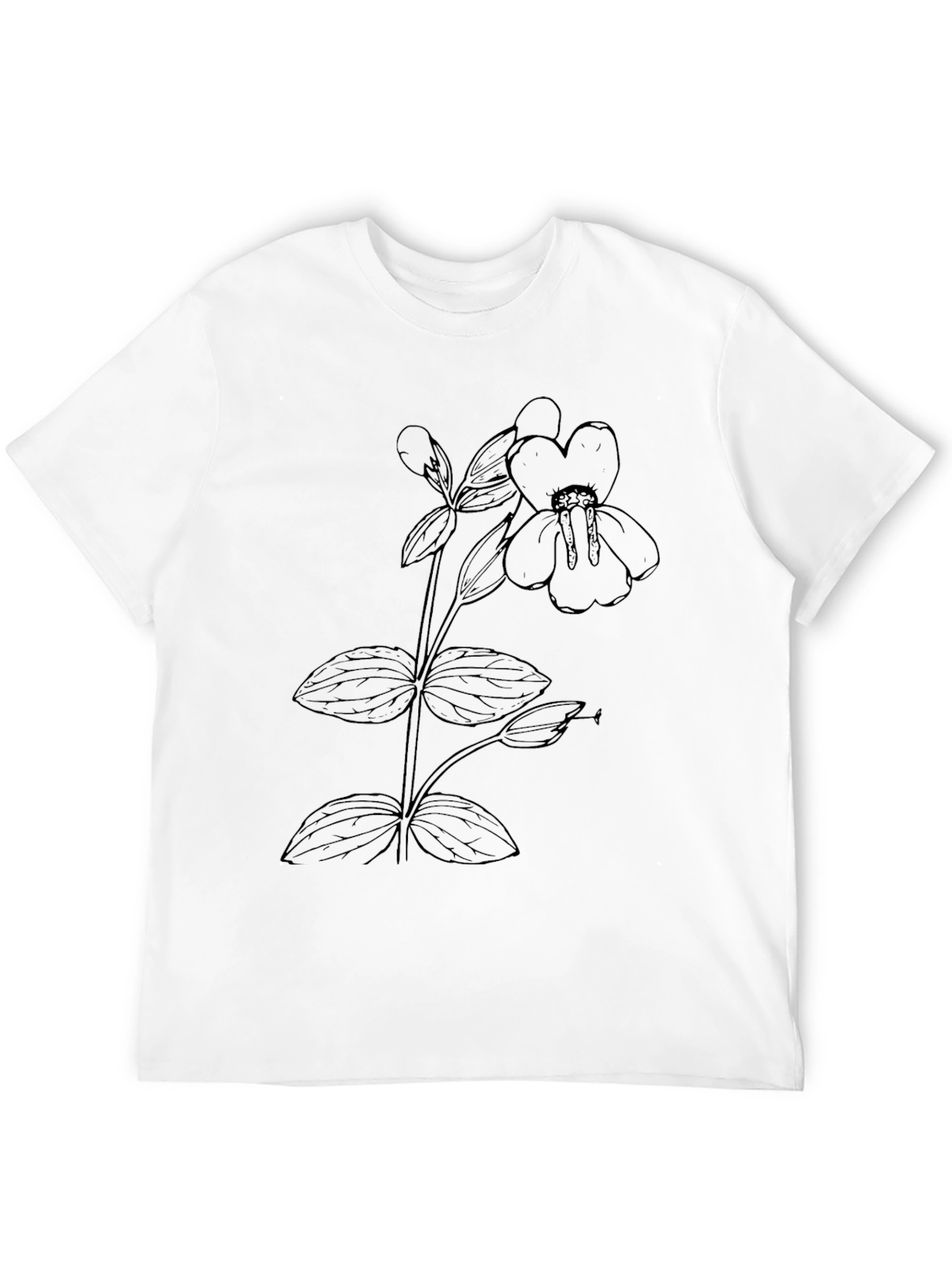 Black Botanical Print Tee - Minimalist Flower Design view 12