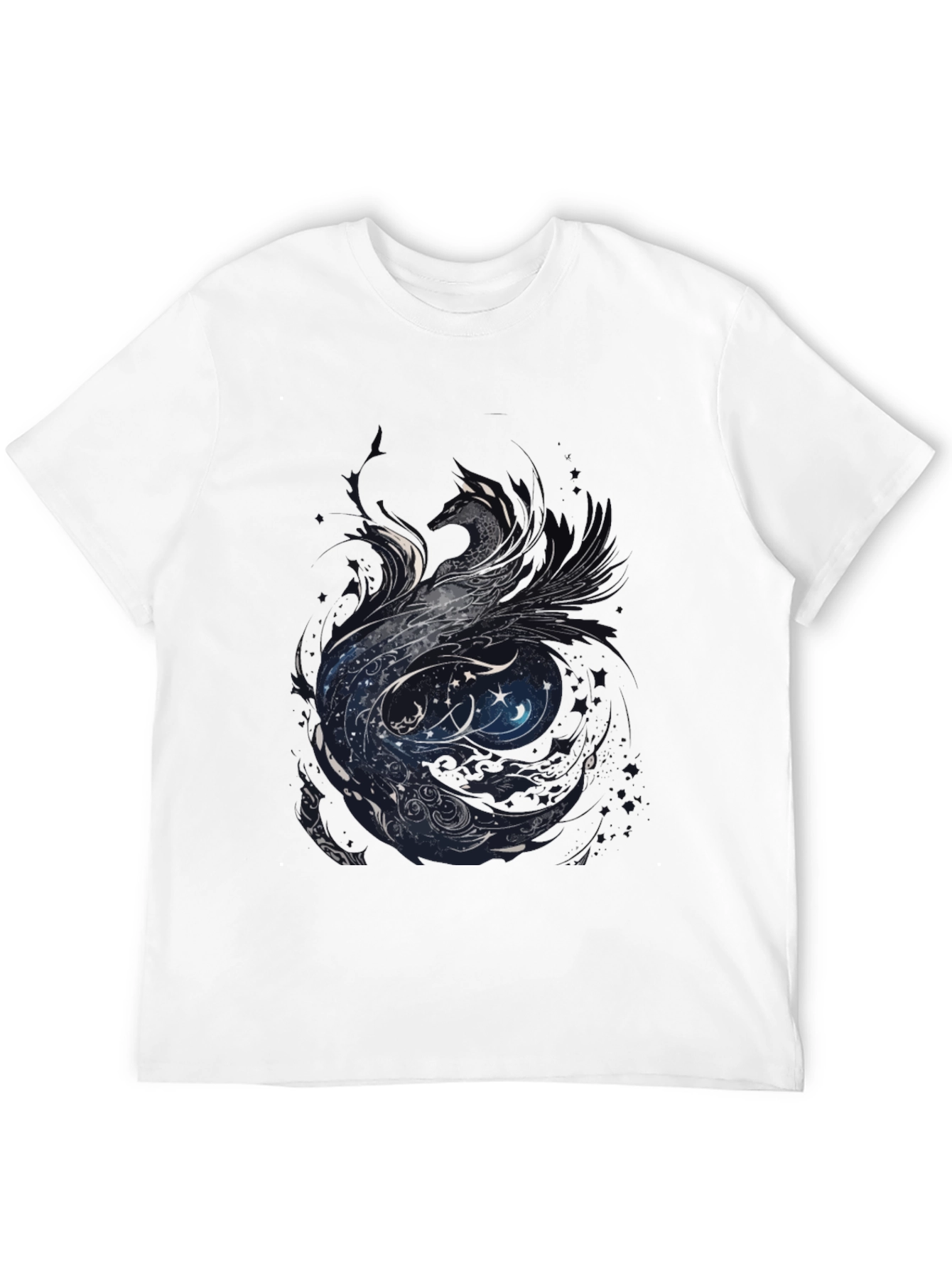 Black Mystic Phoenix Graphic Tee - Black Cotton Blend view 12
