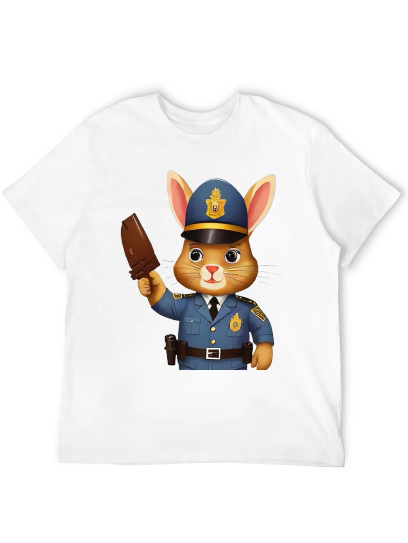 Black Bunny Cop Graphic T-Shirt - Unisex Black Tee view 12