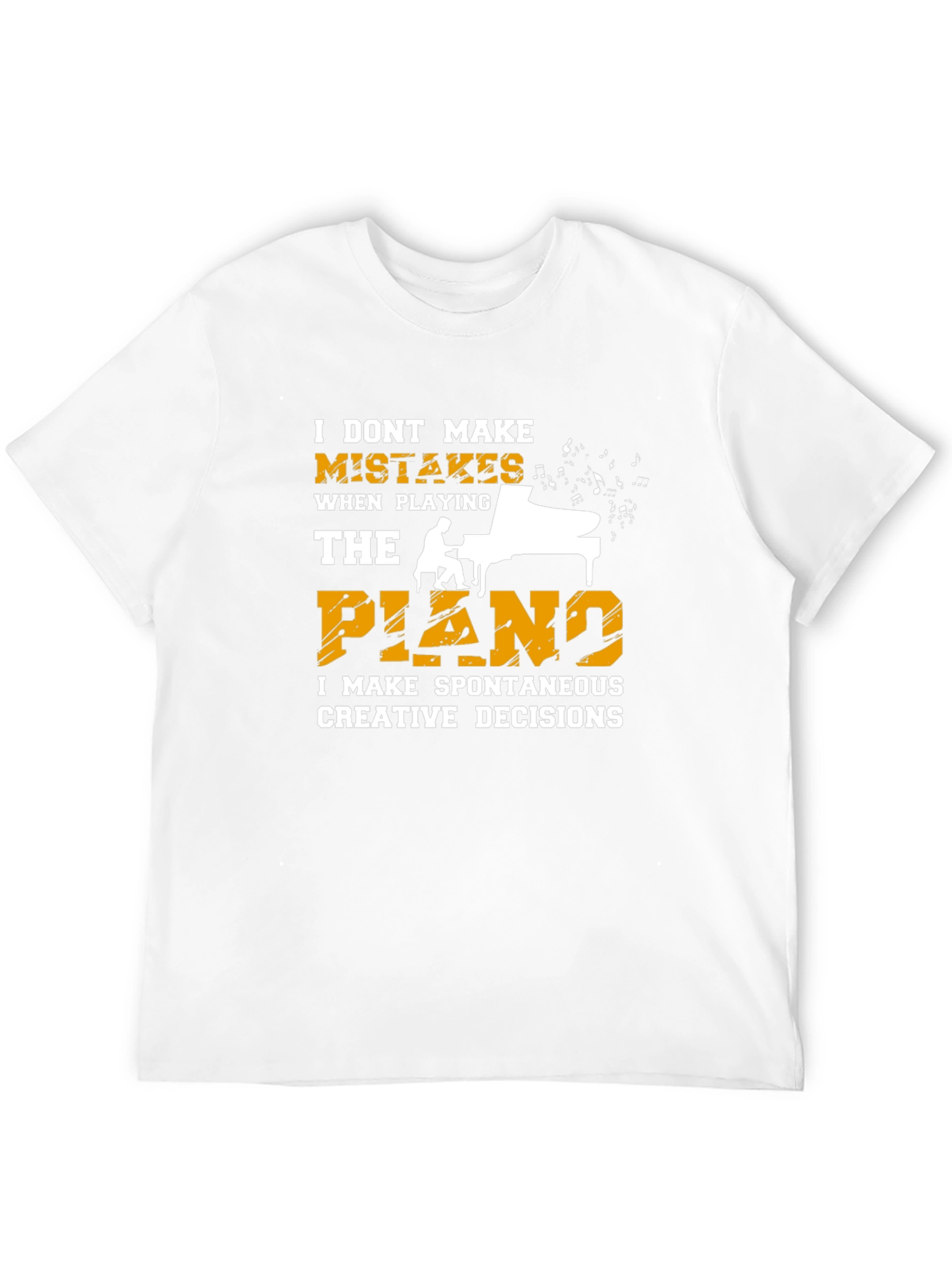 Black Funny Piano Player T-Shirt: No Mistakes, Creative Decisions view 12