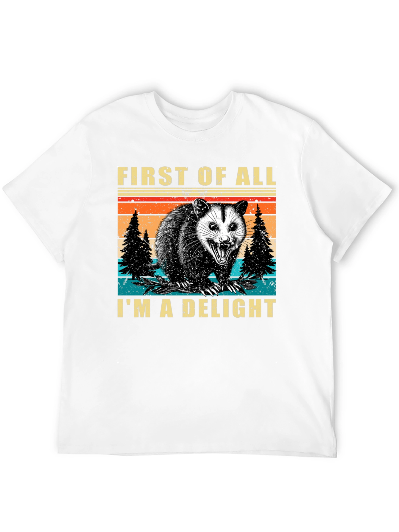 Black First of All I'm a Delight Opossum T-Shirt view 12