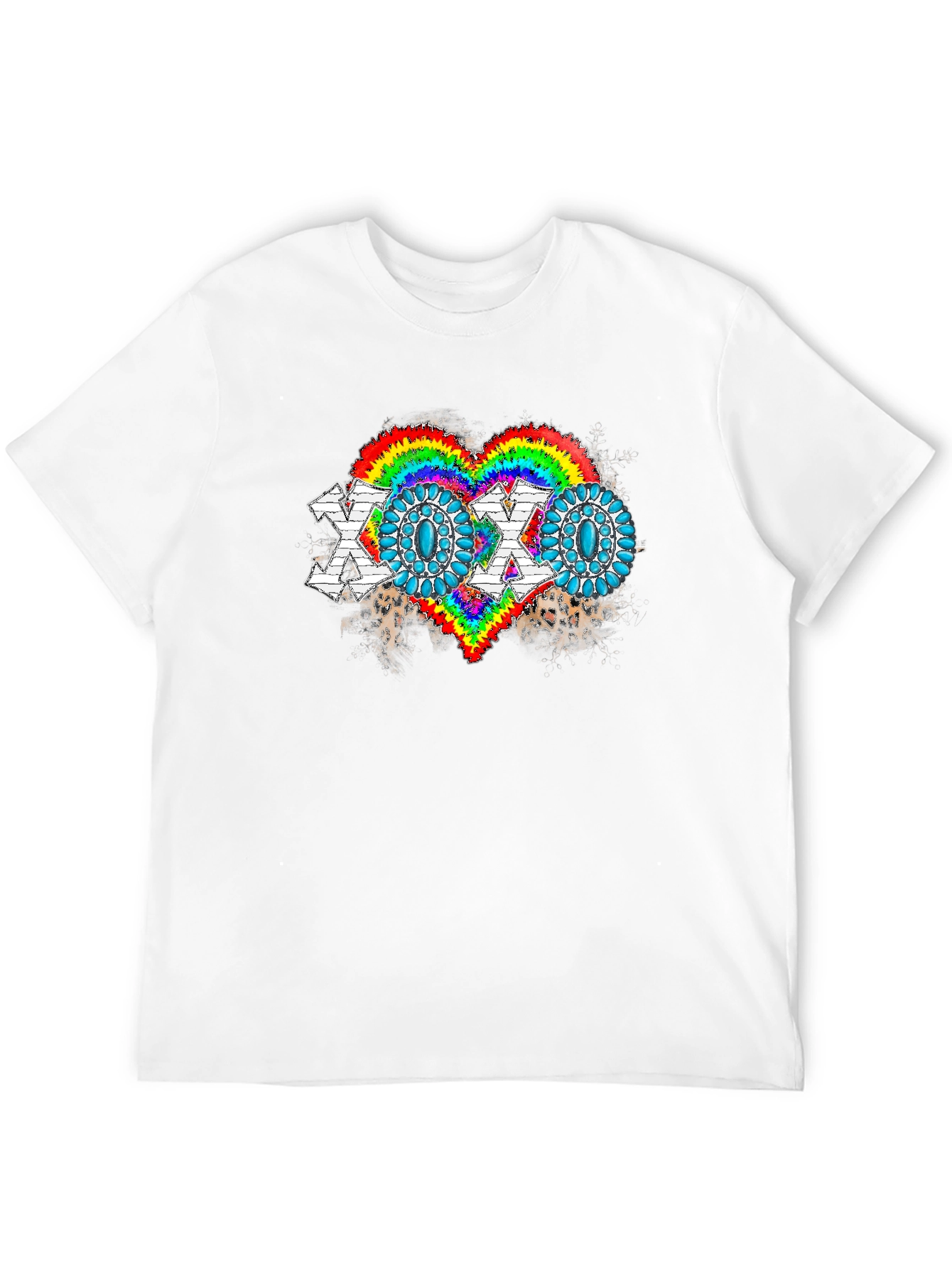 Black XOXO Rainbow Heart Graphic Tee - Soft Cotton Blend view 12