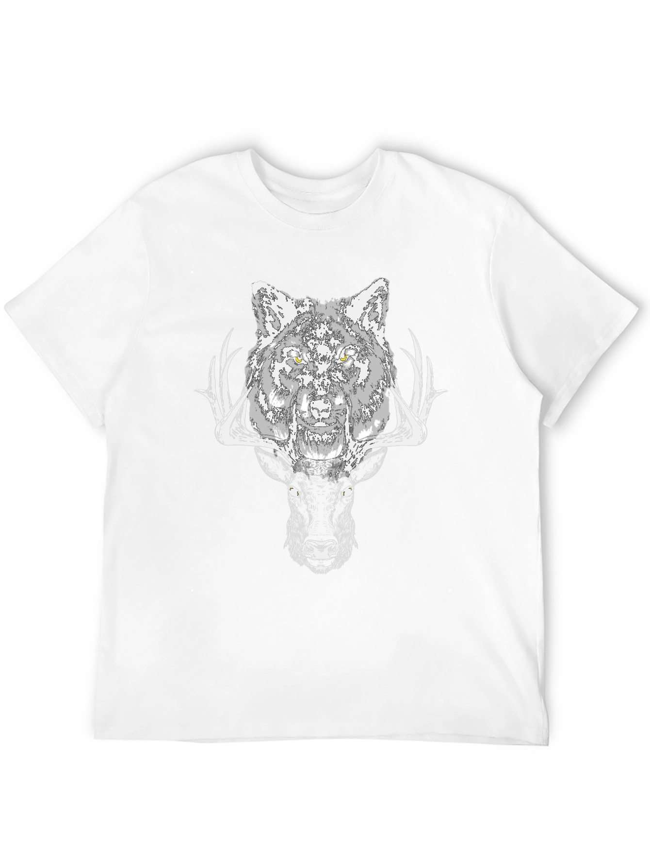 Black Wolf and Deer Graphic T-Shirt view 12