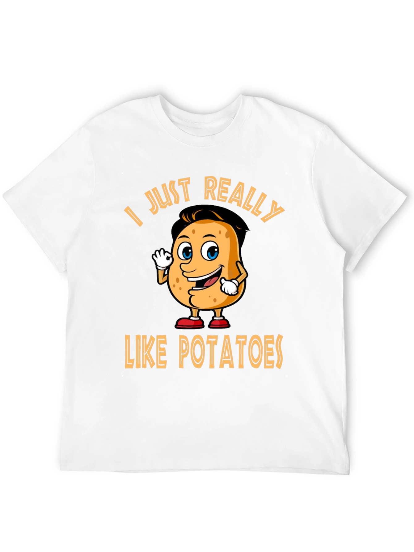 Black Funny Potato Lover T-Shirt - "I Just Really Like Potatoes" view 12